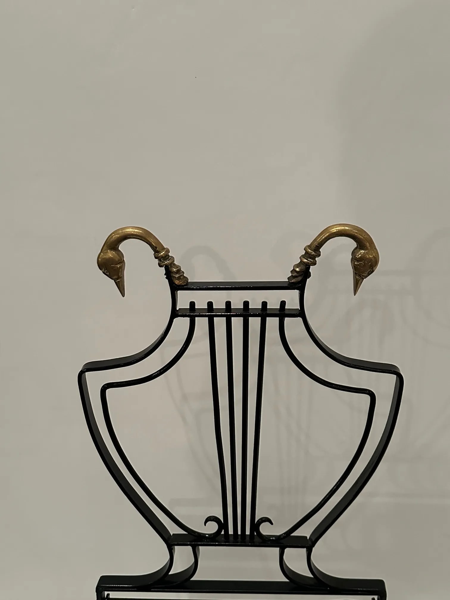 Maison Jansen Black Iron and Brass Swan & Lyre Motif Dining Chairs -Set of 4 - 9