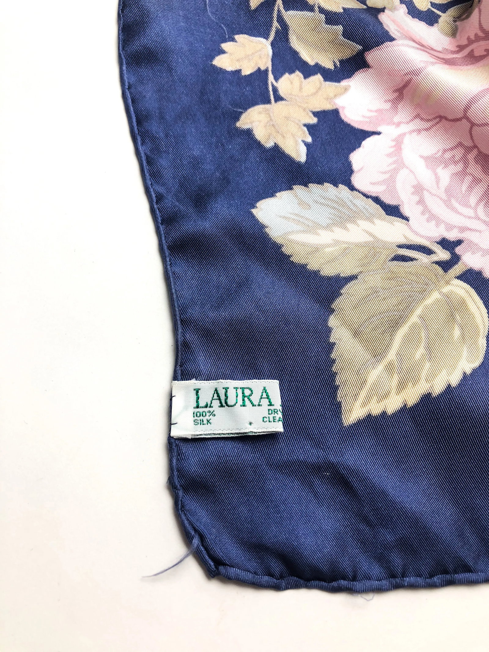 Pure Silk Laura Ashley Vintage Scarf With Wall Hanging Scarf Holder - 2