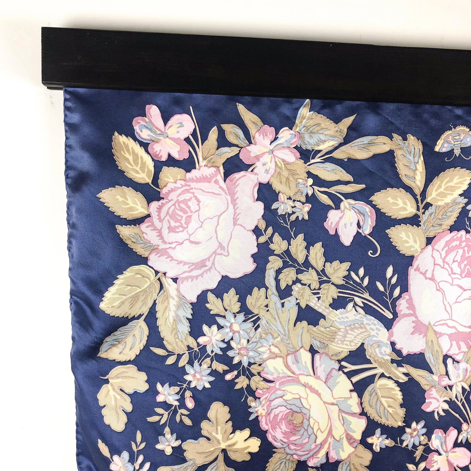 Pure Silk Laura Ashley Vintage Scarf With Wall Hanging Scarf Holder - 4
