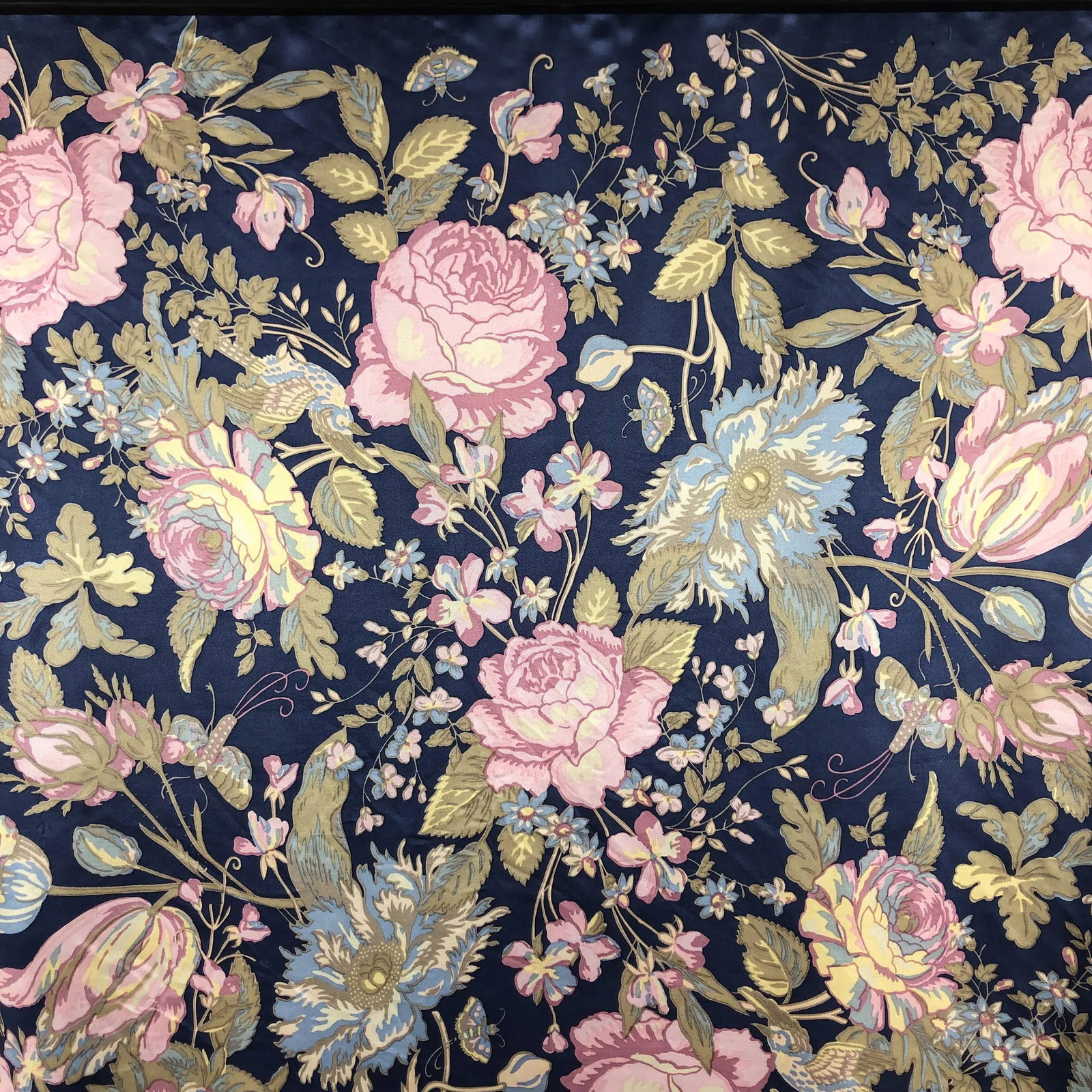 Pure Silk Laura Ashley Vintage Scarf With Wall Hanging Scarf Holder - 7