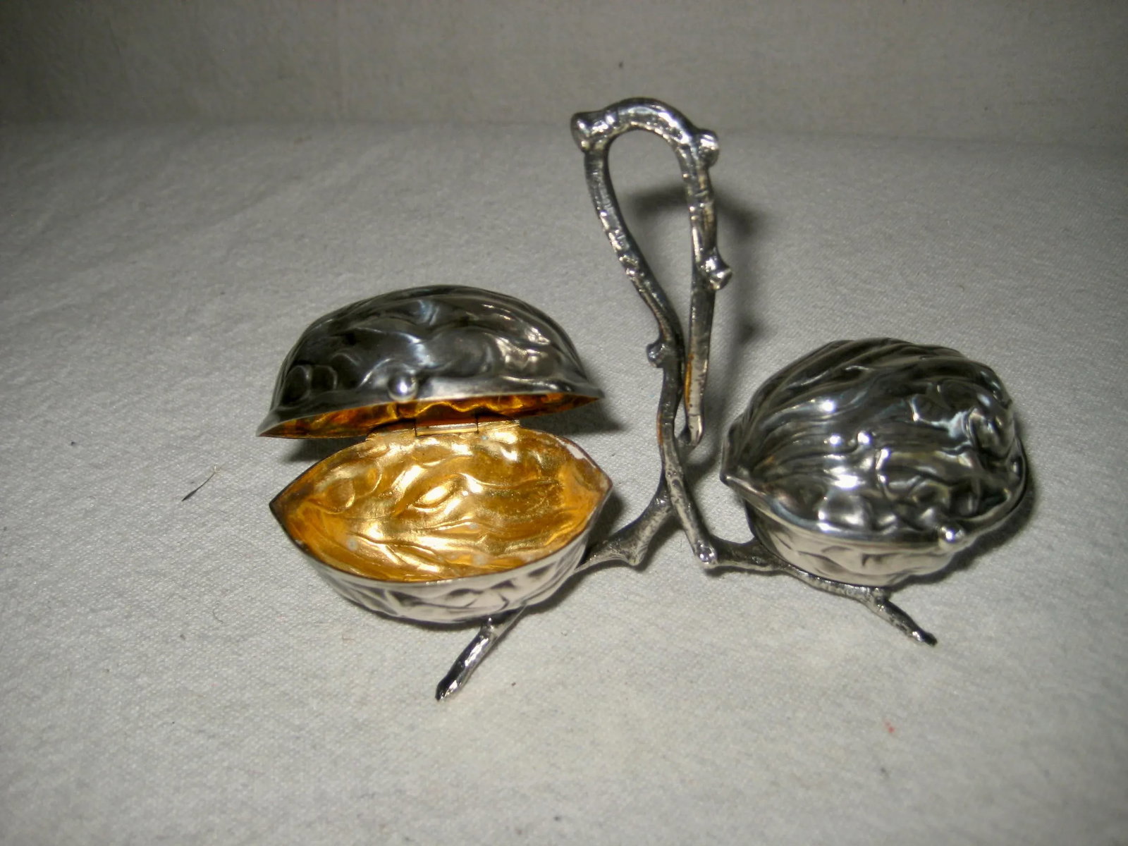 Late 19th Century French Silver Plate Walnut Shape Salt and Pepper Condiment Set - 3