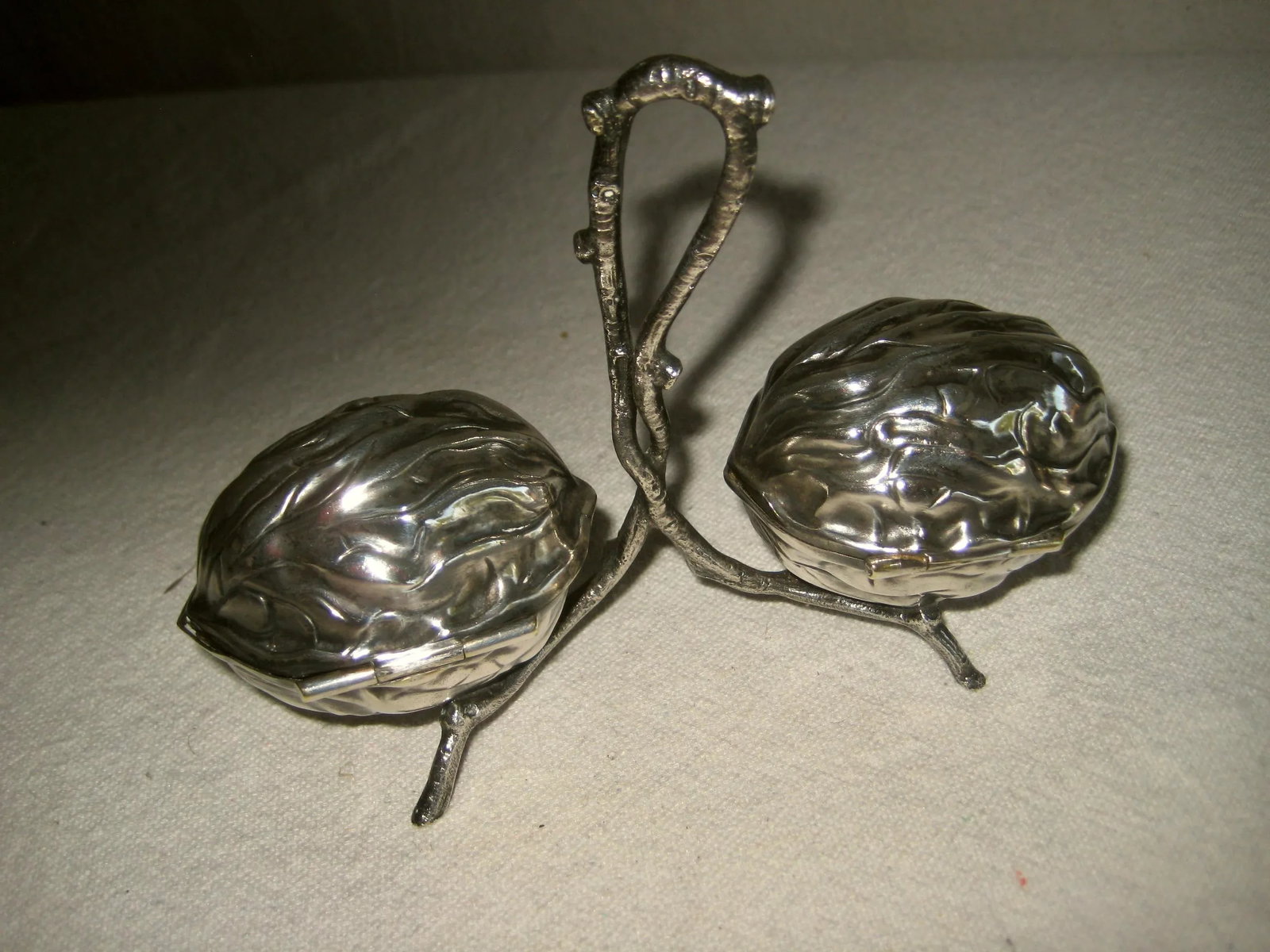 Late 19th Century French Silver Plate Walnut Shape Salt and Pepper Condiment Set - 4