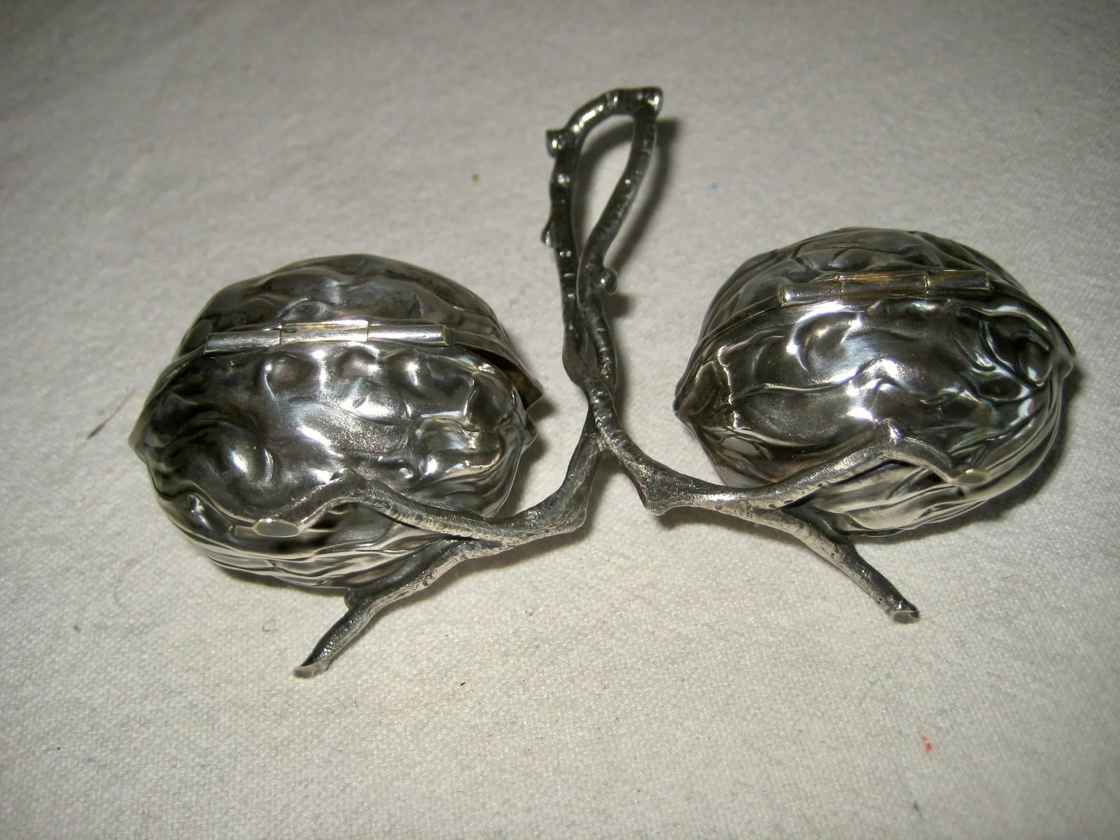 Late 19th Century French Silver Plate Walnut Shape Salt and Pepper Condiment Set - 5