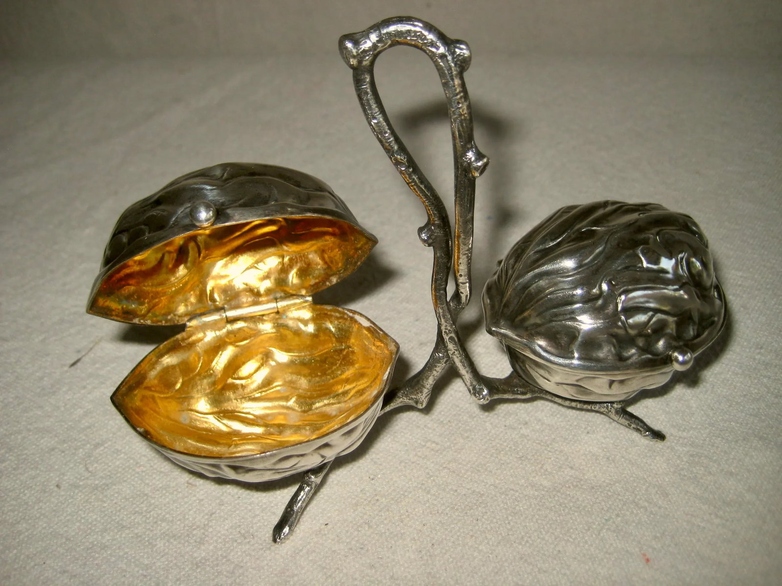 Late 19th Century French Silver Plate Walnut Shape Salt and Pepper Condiment Set - 6