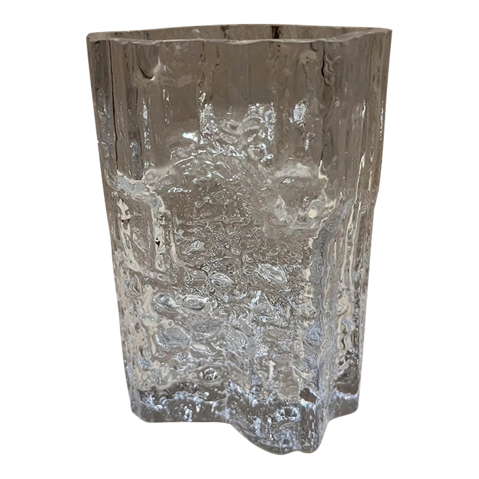 1970s Tapio Wirkkala Modernist Iittala Vase Art Glass Finland: AMBIANIC presents 1970s Scandinavian Iittala Crystal Vase Art Glass Tapio Wirkkala Finland IIttala Pinus Pattern Glass Ice Vase.Â 6.5h x 4.5 w x 4 d Preowned vintage condition See all