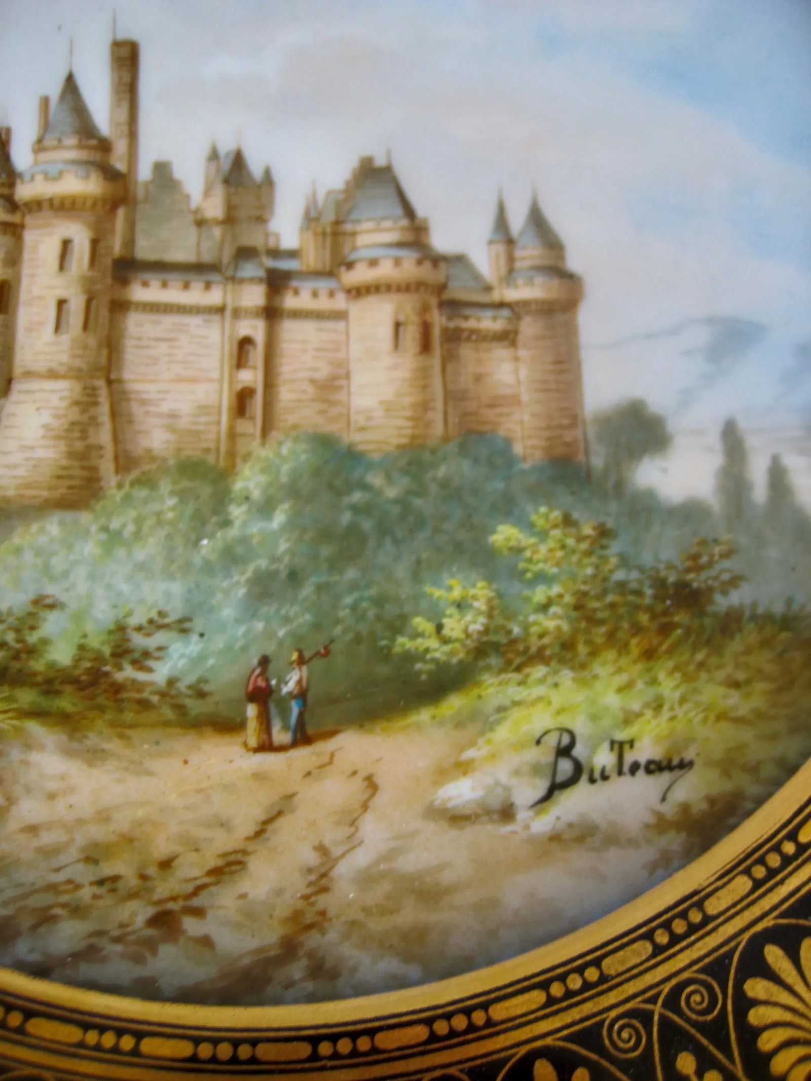 Early 19th Century Sevres Cobalt Bleu French Castles Landscape Plates- Set of 12 - 10