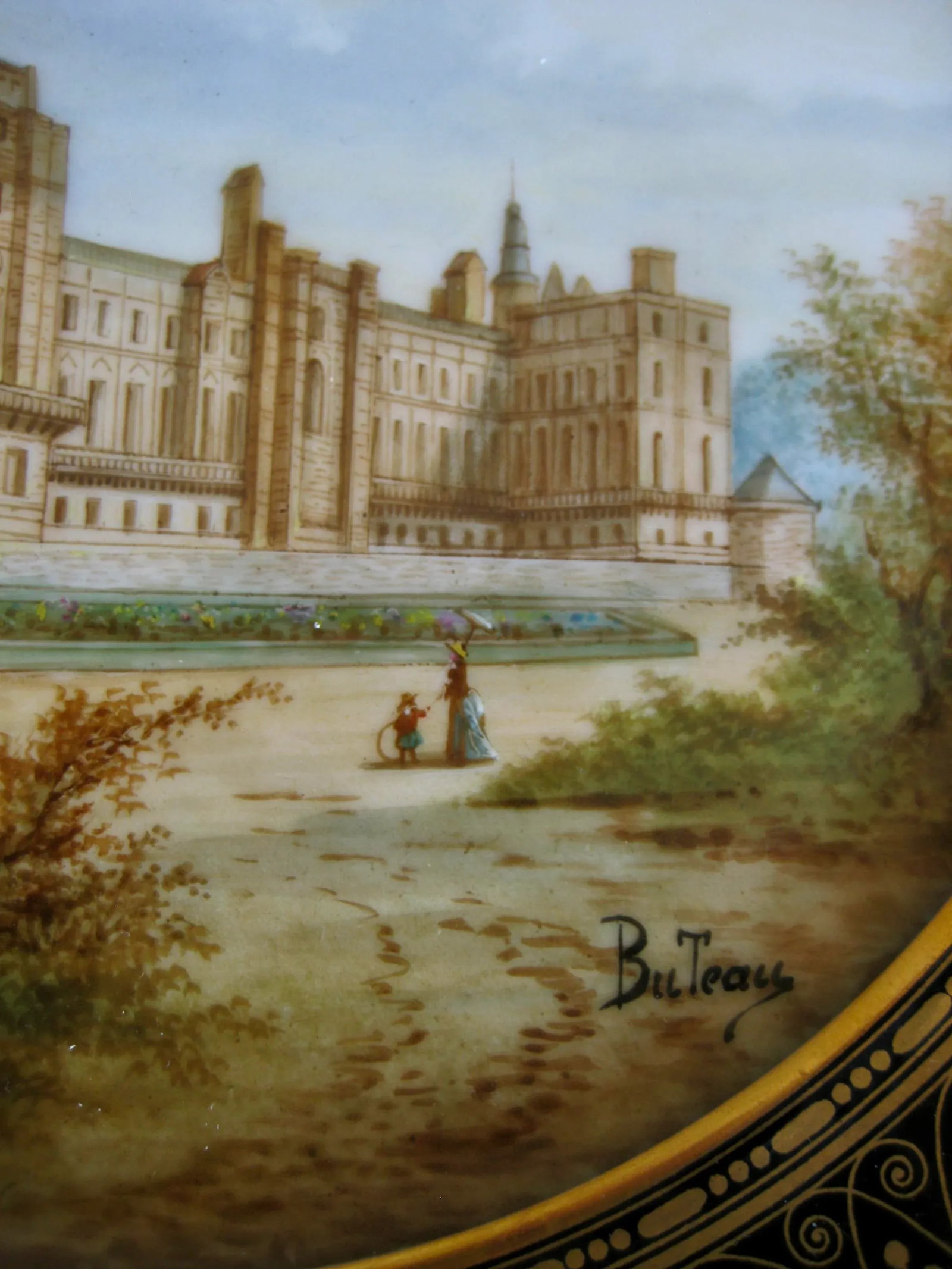 Early 19th Century Sevres Cobalt Bleu French Castles Landscape Plates- Set of 12 - 8