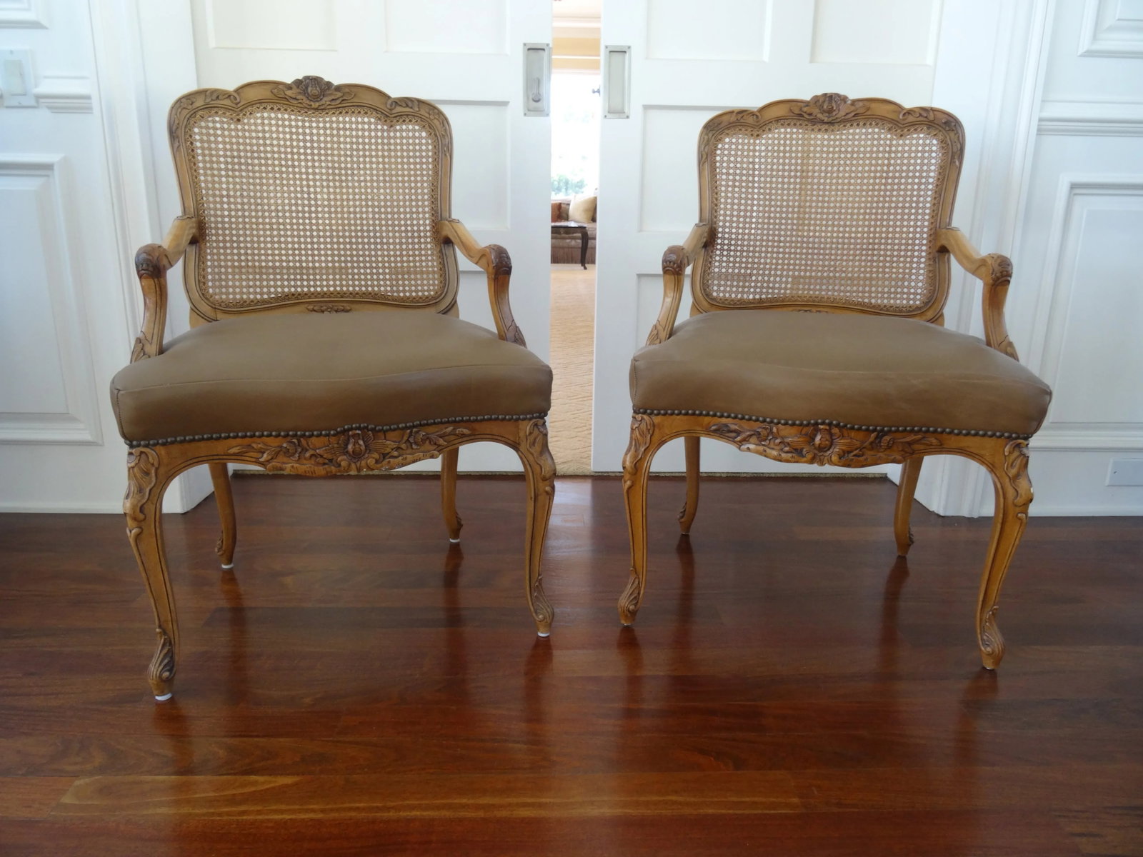 Mid 20th Century Pair Louis XV Regency Style Chairs - 2