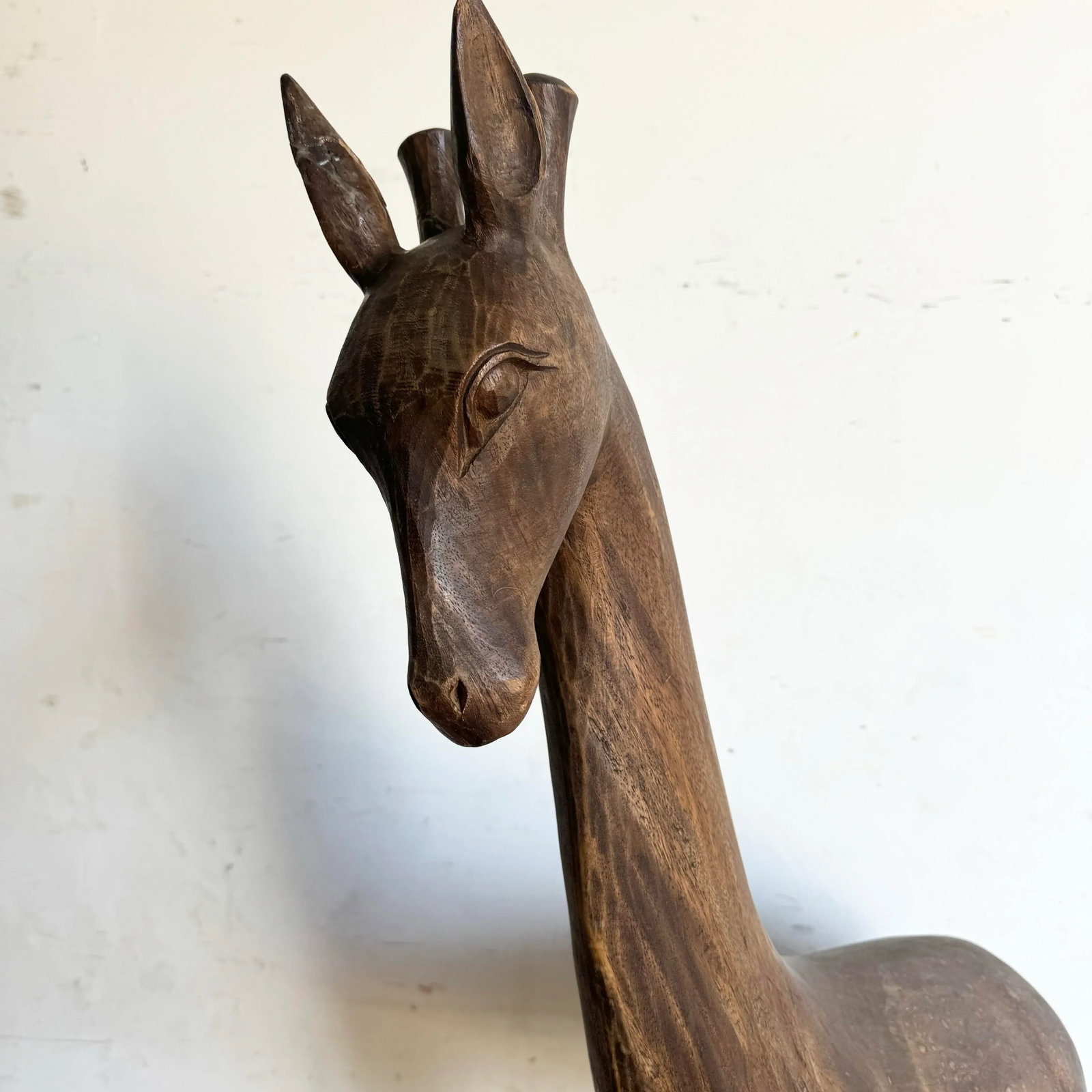 Vintage Hand Carved Wooden Giraffe Sculpture - 11