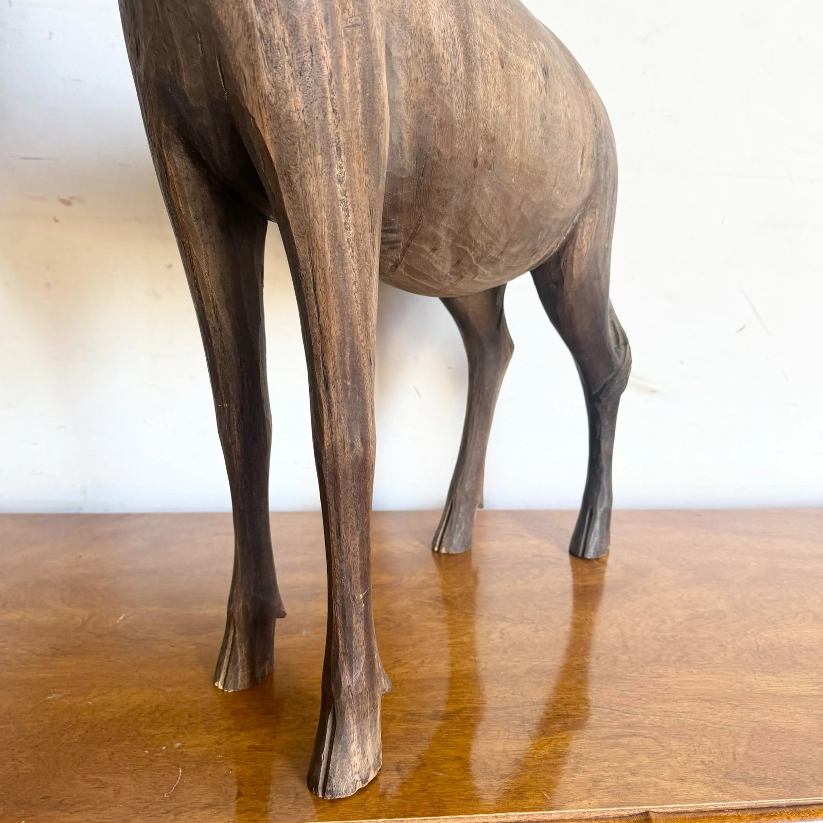 Vintage Hand Carved Wooden Giraffe Sculpture - 12