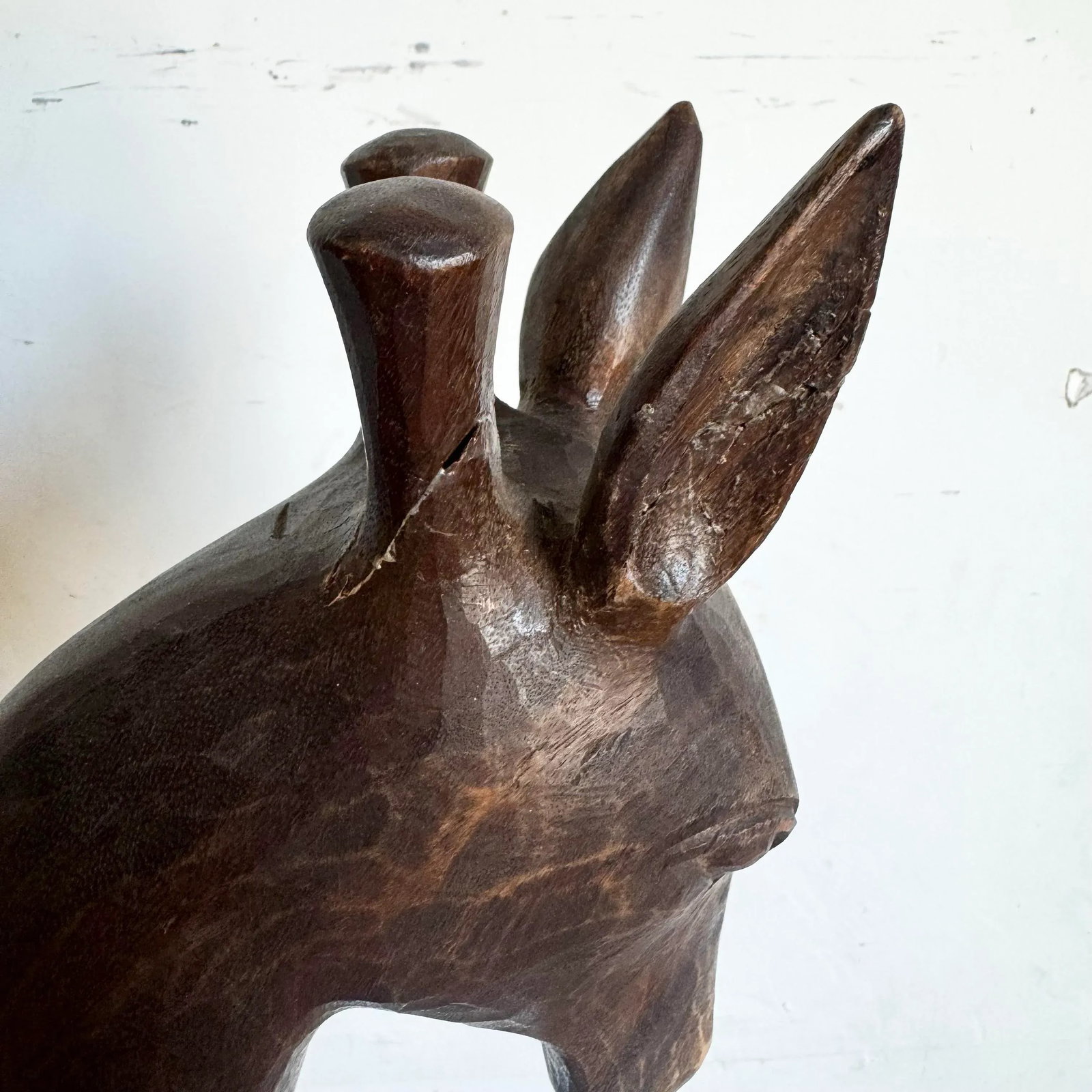 Vintage Hand Carved Wooden Giraffe Sculpture - 4