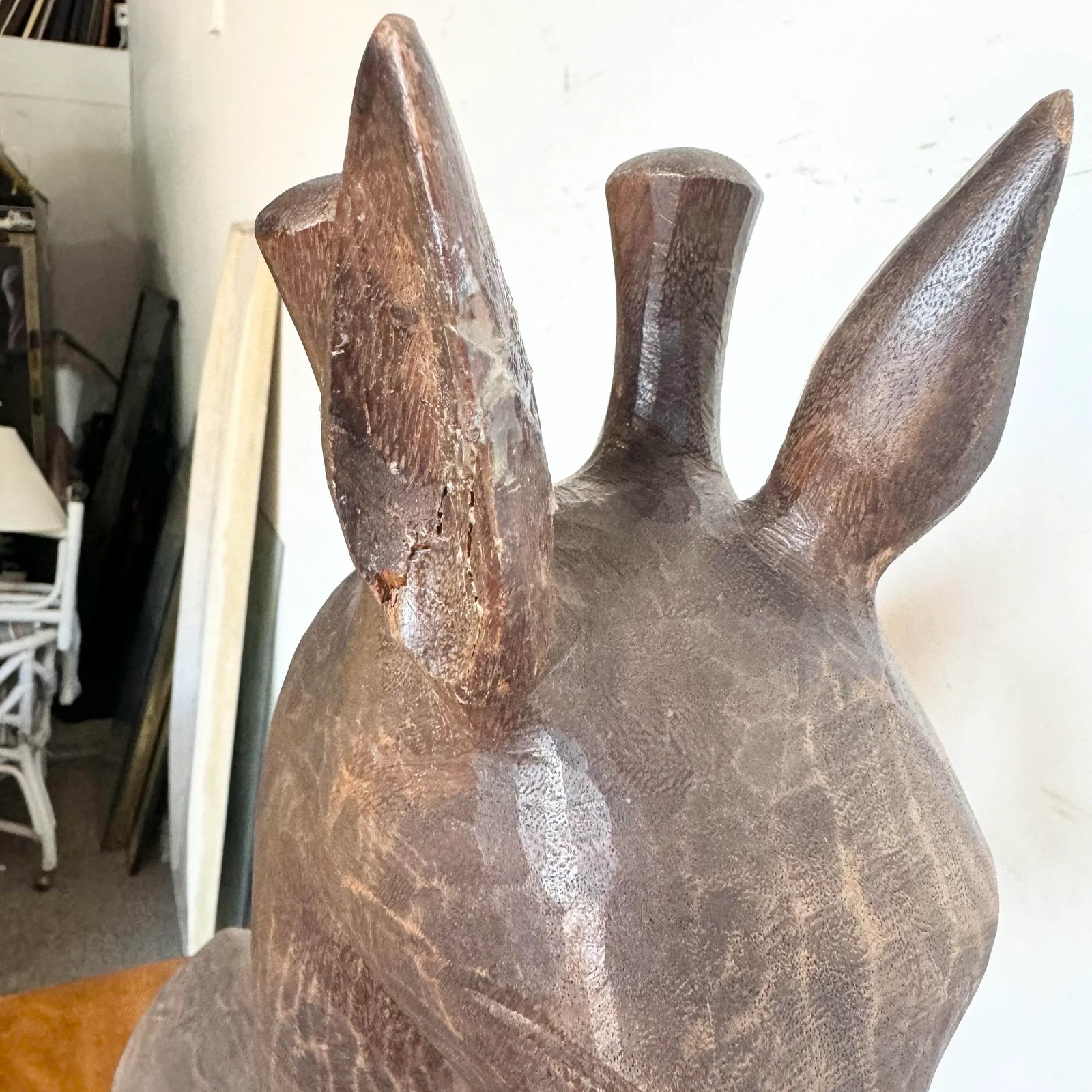 Vintage Hand Carved Wooden Giraffe Sculpture - 5