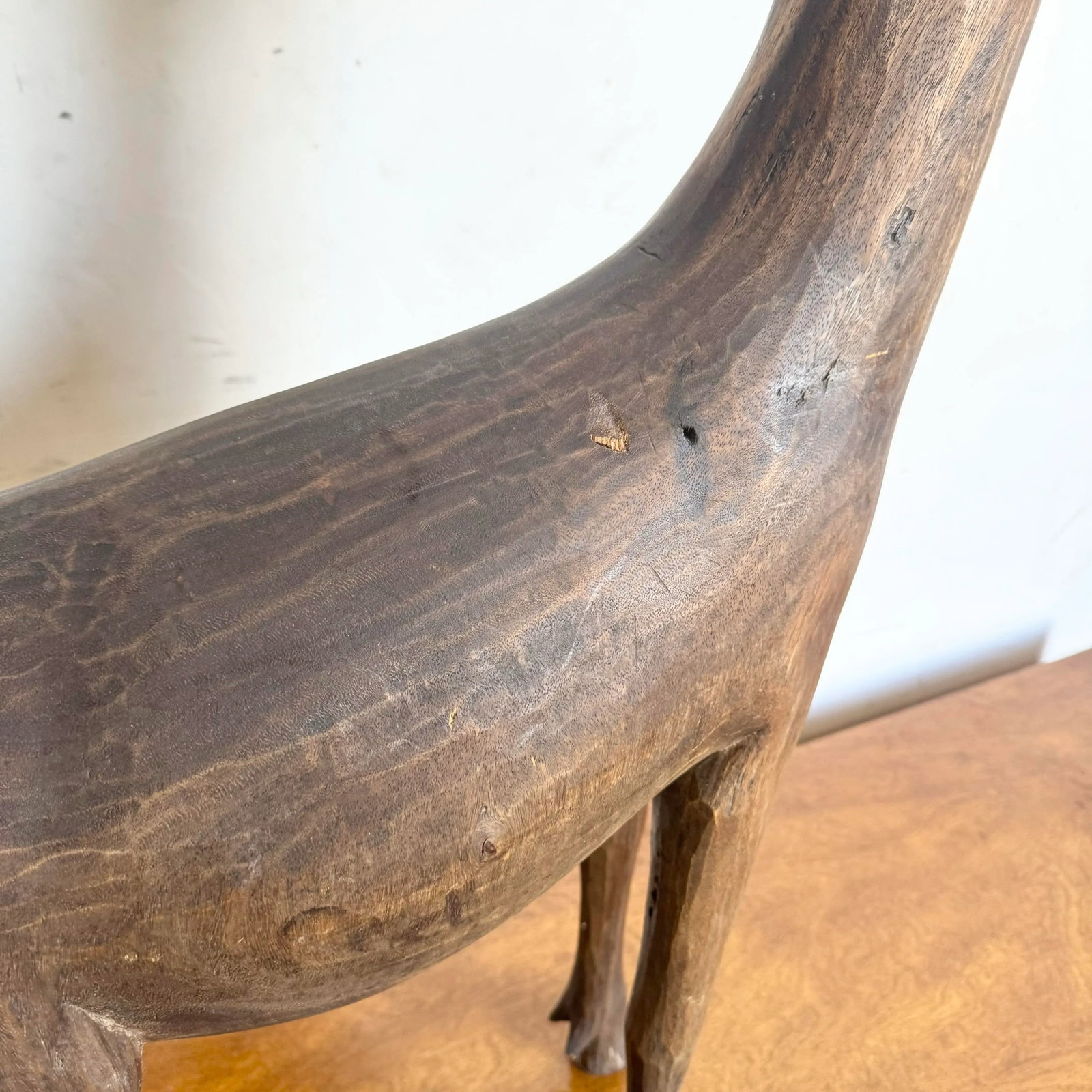 Vintage Hand Carved Wooden Giraffe Sculpture - 6
