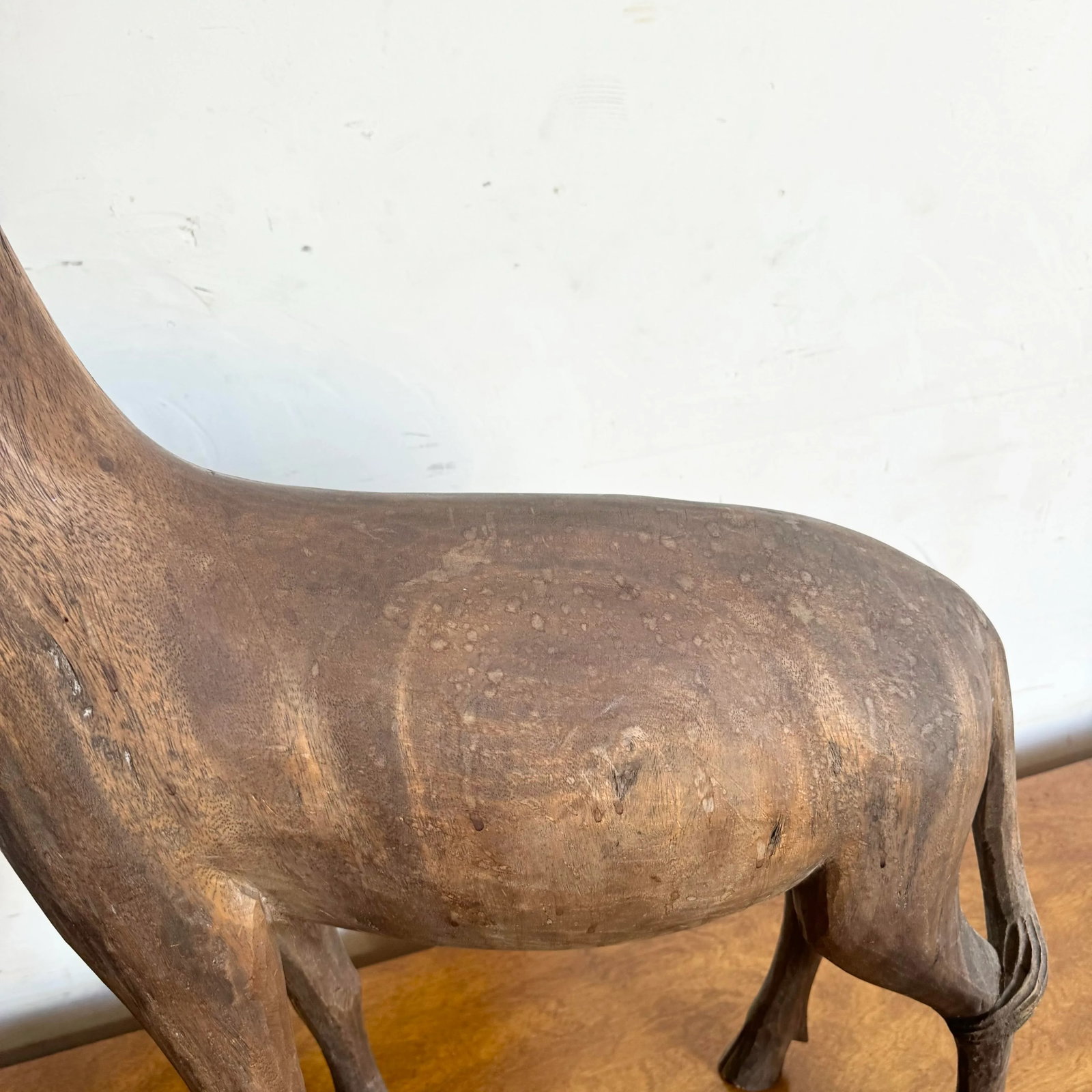 Vintage Hand Carved Wooden Giraffe Sculpture - 9