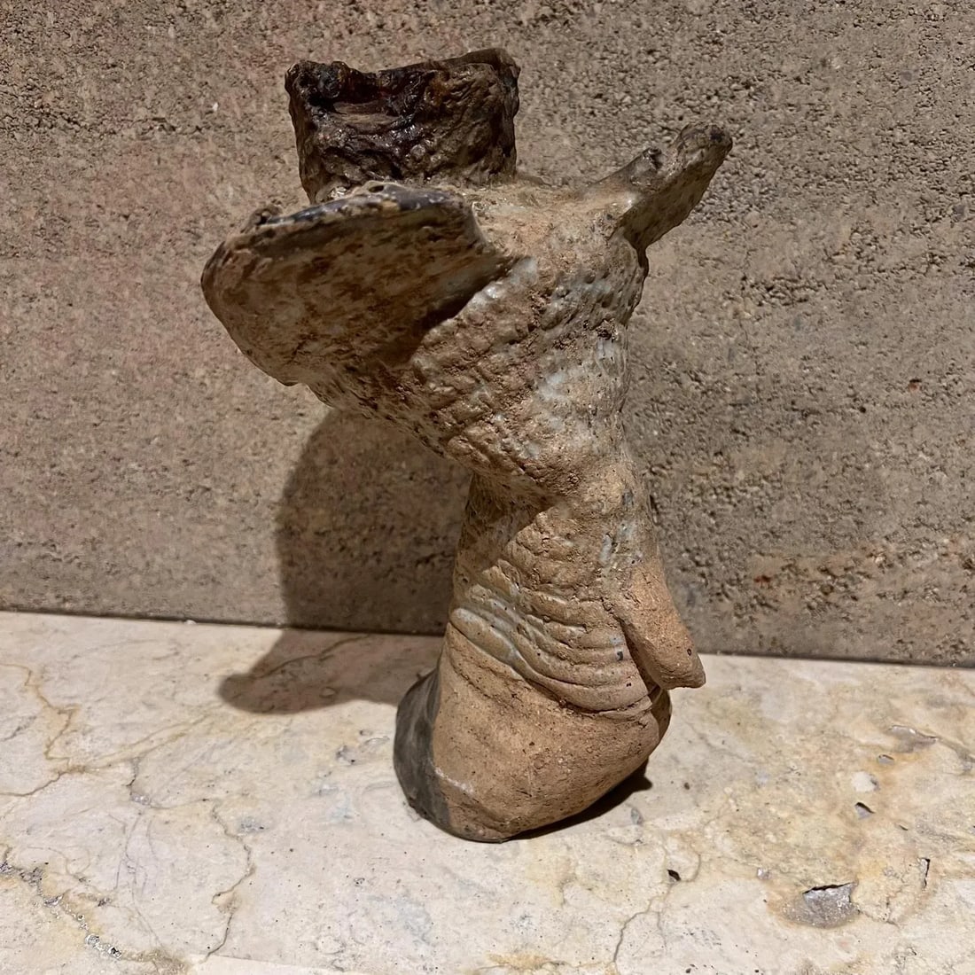 1970s Abstract Textured Hoof Sculpture Studio Art Pottery - 11