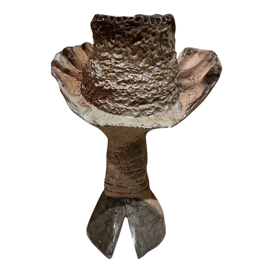 1970s Abstract Textured Hoof Sculpture Studio Art Pottery: AMBIANIC presents Abstract Art Textured Pottery Hoof Sculpture 10.25 h x 7.5 w x 6.25 d Preowned Original vintage condition See images provided. Condition: Alterations: Original Condition Unaltered