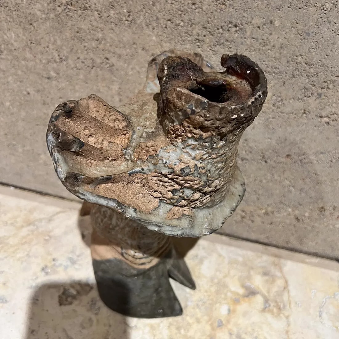 1970s Abstract Textured Hoof Sculpture Studio Art Pottery - 3
