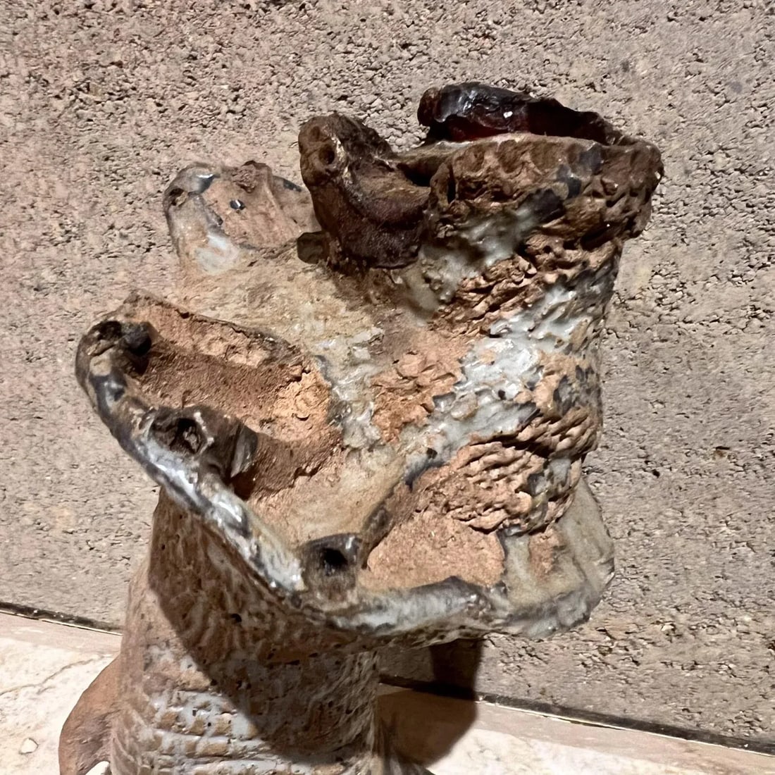 1970s Abstract Textured Hoof Sculpture Studio Art Pottery - 4