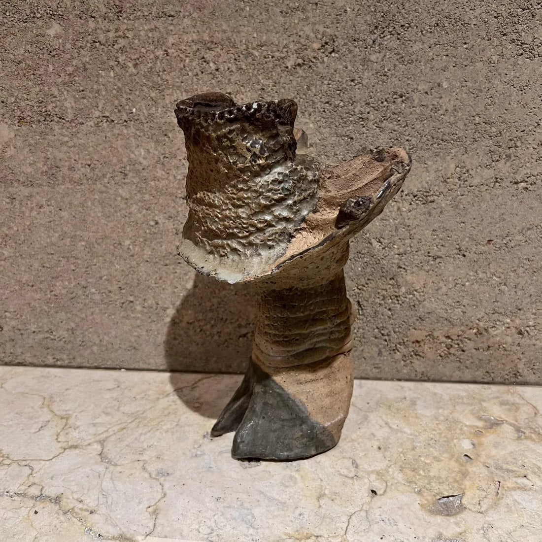 1970s Abstract Textured Hoof Sculpture Studio Art Pottery - 5