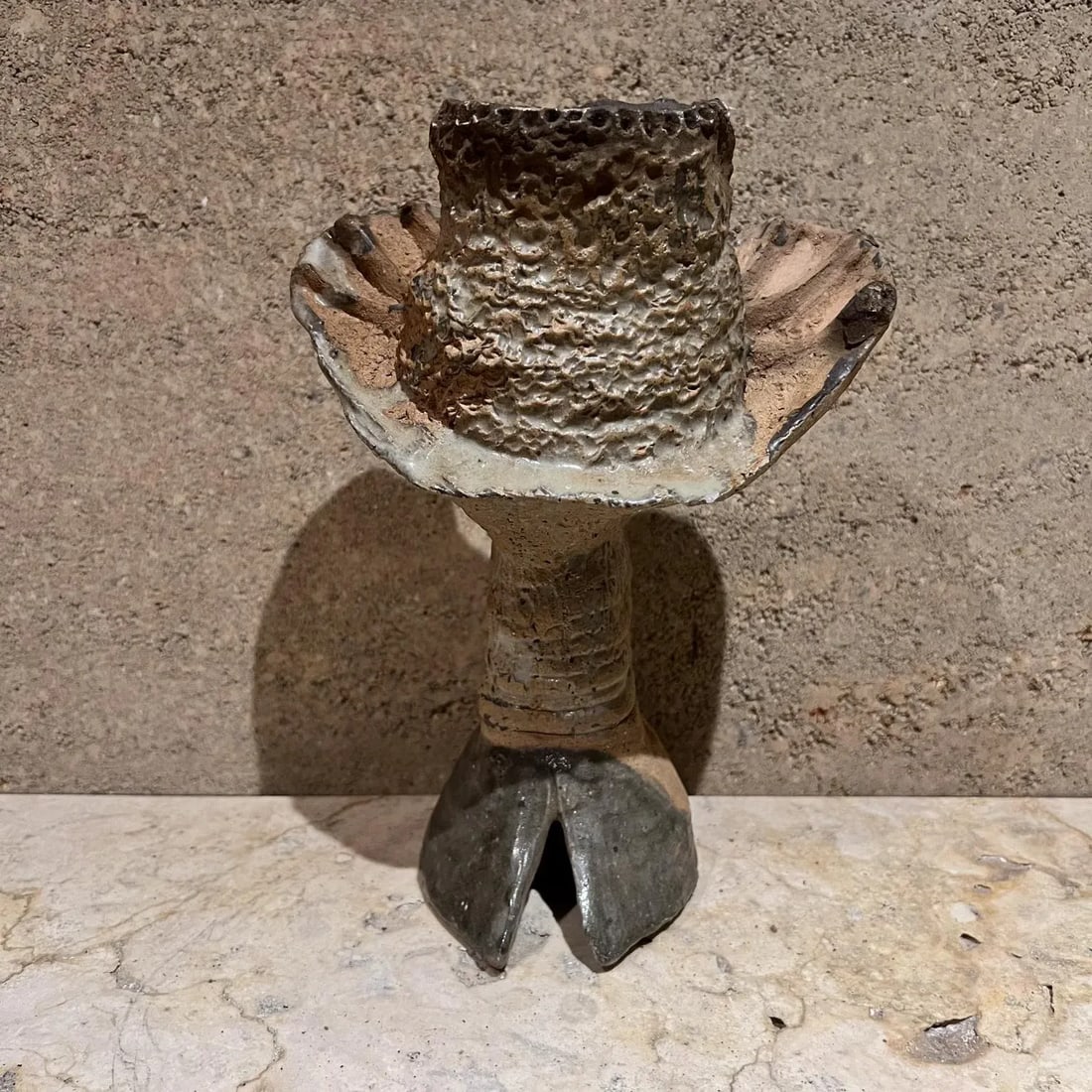 1970s Abstract Textured Hoof Sculpture Studio Art Pottery - 8
