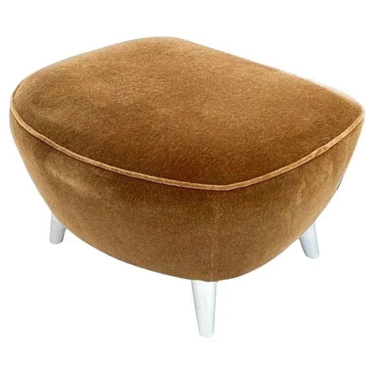 Vladimir Kagan 100bf Barrel Ottoman, Whiskey Mohair & Polished Nickel - 7