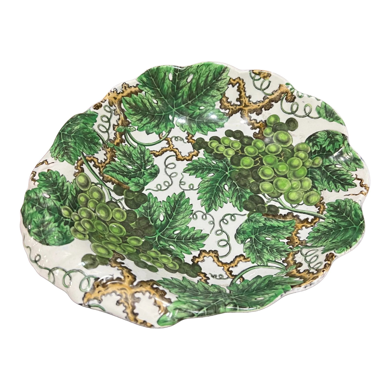 Antique Pearlware Spode Green Grape Pattern Scalloped Sweet Meat Dish, Circa 1820's (1 of 12)