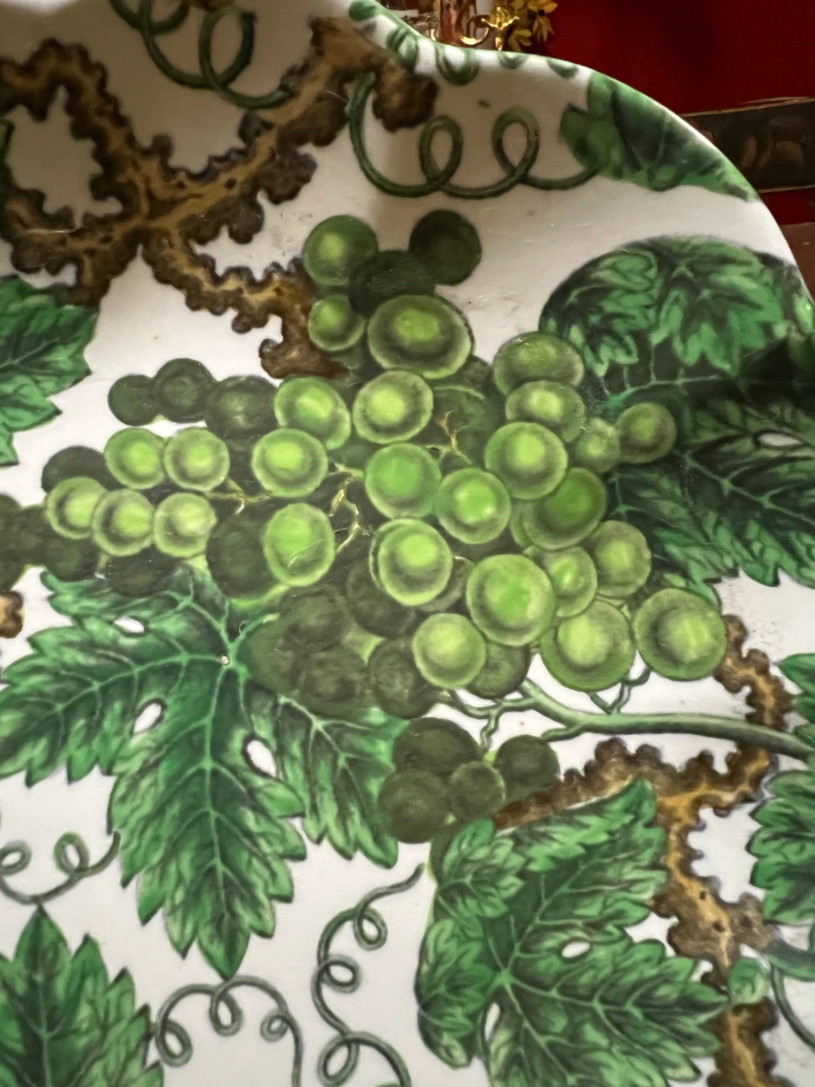 Antique Pearlware Spode Green Grape Pattern Scalloped Sweet Meat Dish, Circa 1820's - 8