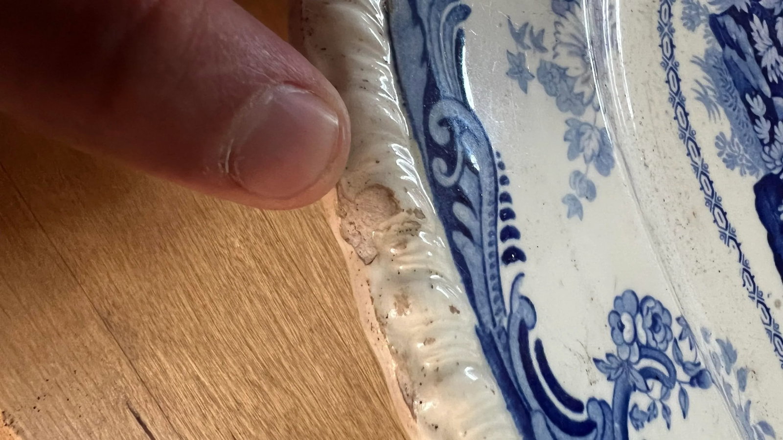 Antique English Staffordshire Blue Transfer Decorated Platter " Chinese Marine" - 10