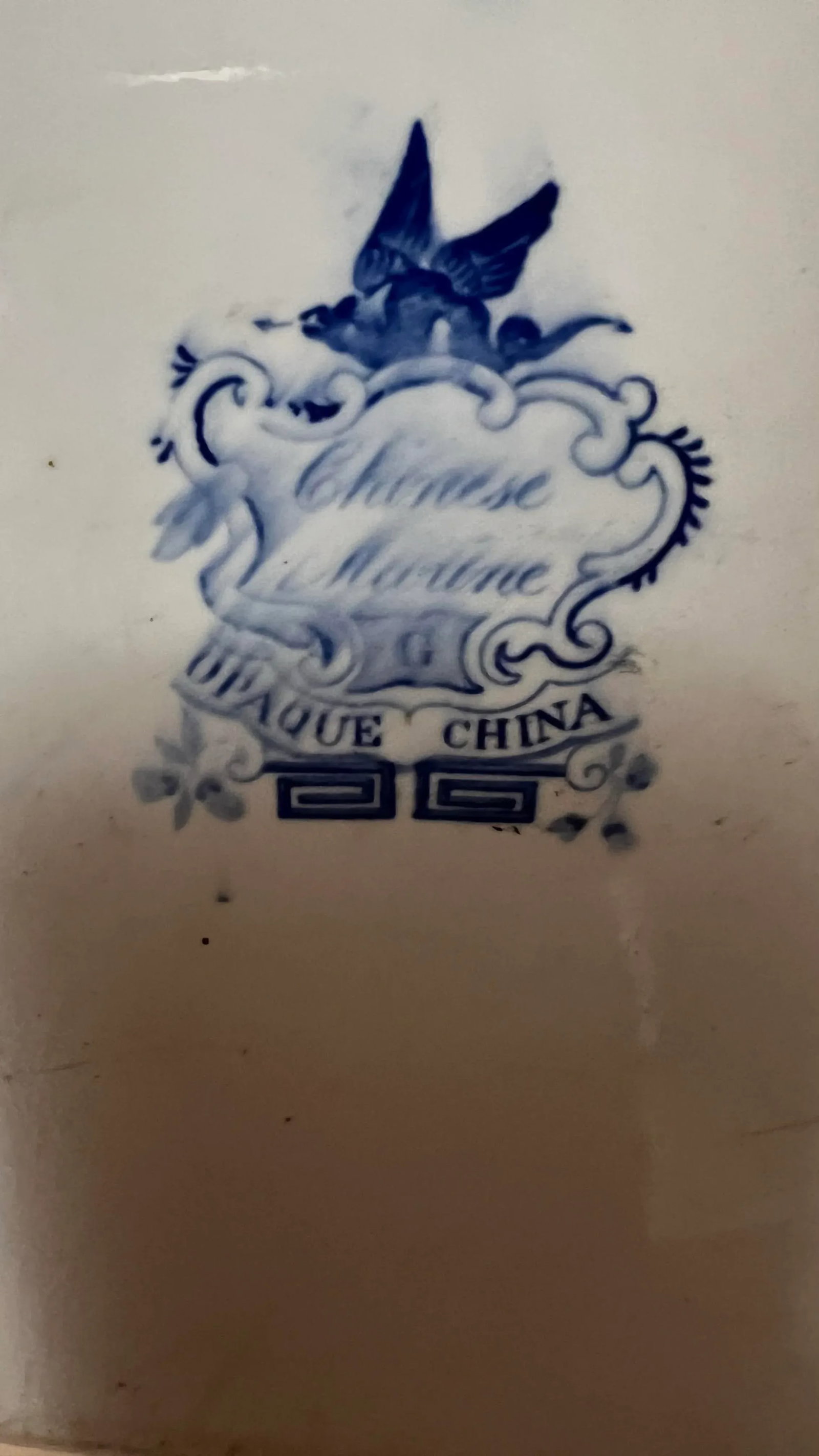 Antique English Staffordshire Blue Transfer Decorated Platter " Chinese Marine" - 8