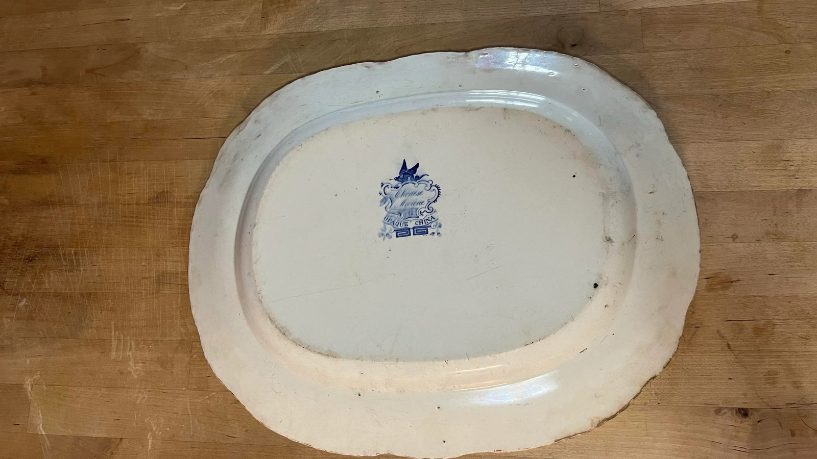 Antique English Staffordshire Blue Transfer Decorated Platter " Chinese Marine" - 9