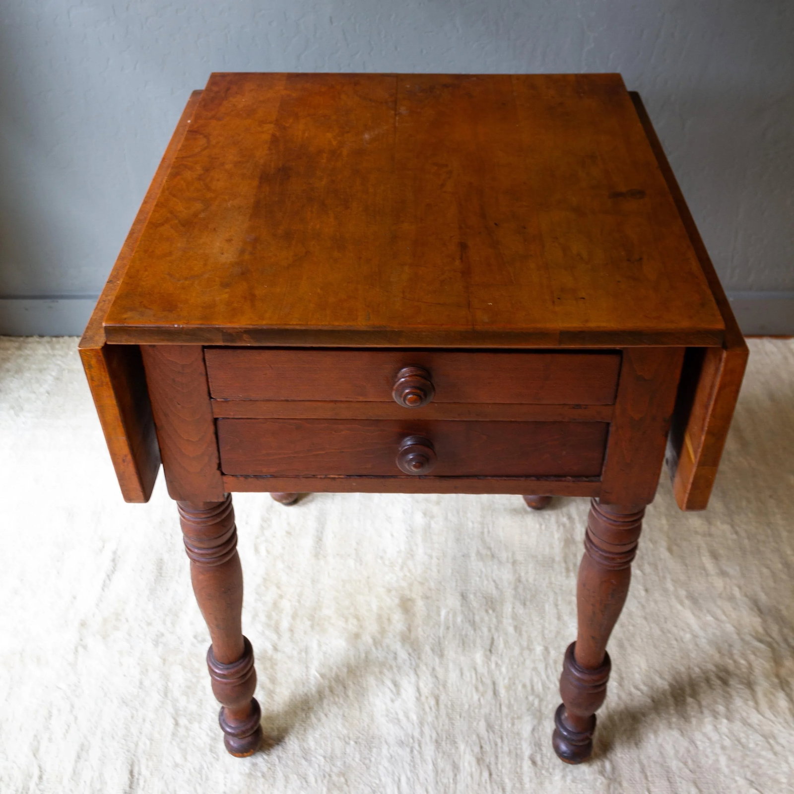 19th Century American Pembroke Table | Drop Leaf Two Drawer - 10