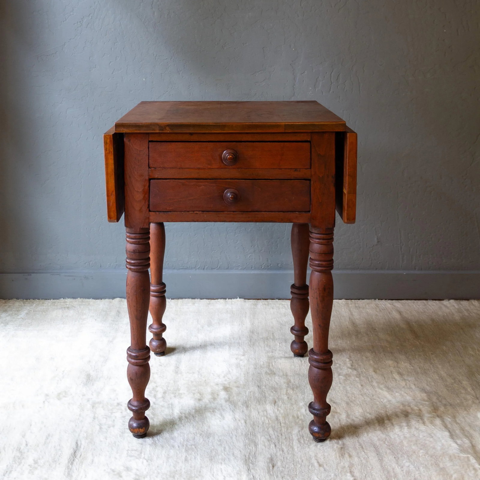 19th Century American Pembroke Table | Drop Leaf Two Drawer - 11