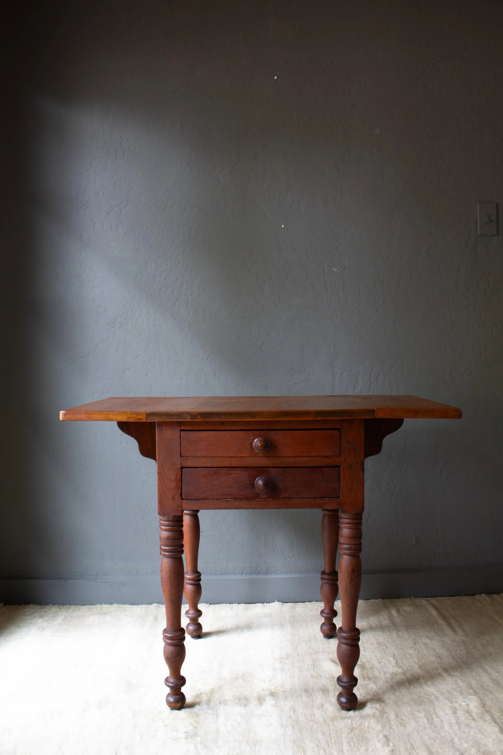 19th Century American Pembroke Table | Drop Leaf Two Drawer - 12