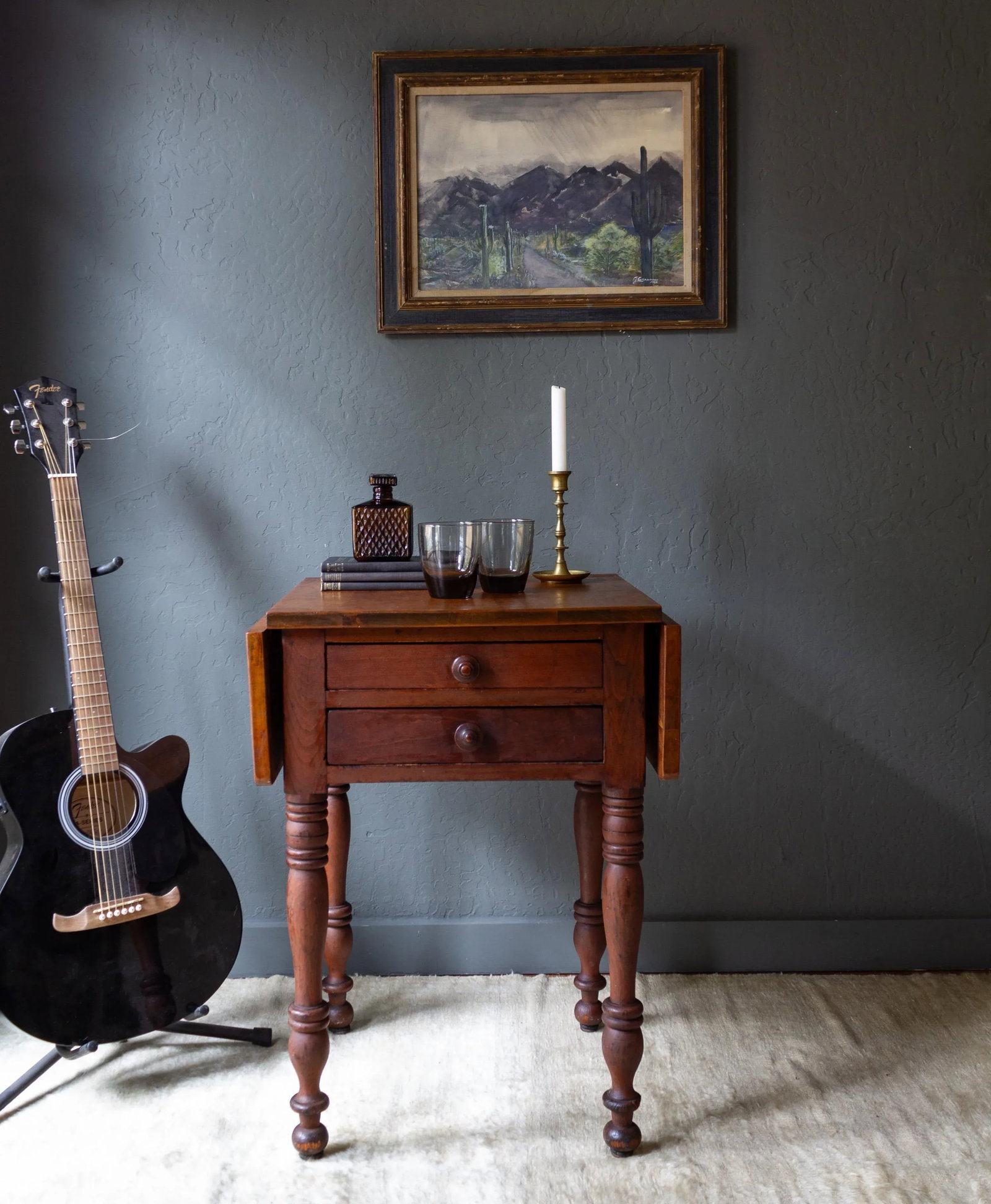 19th Century American Pembroke Table | Drop Leaf Two Drawer - 2