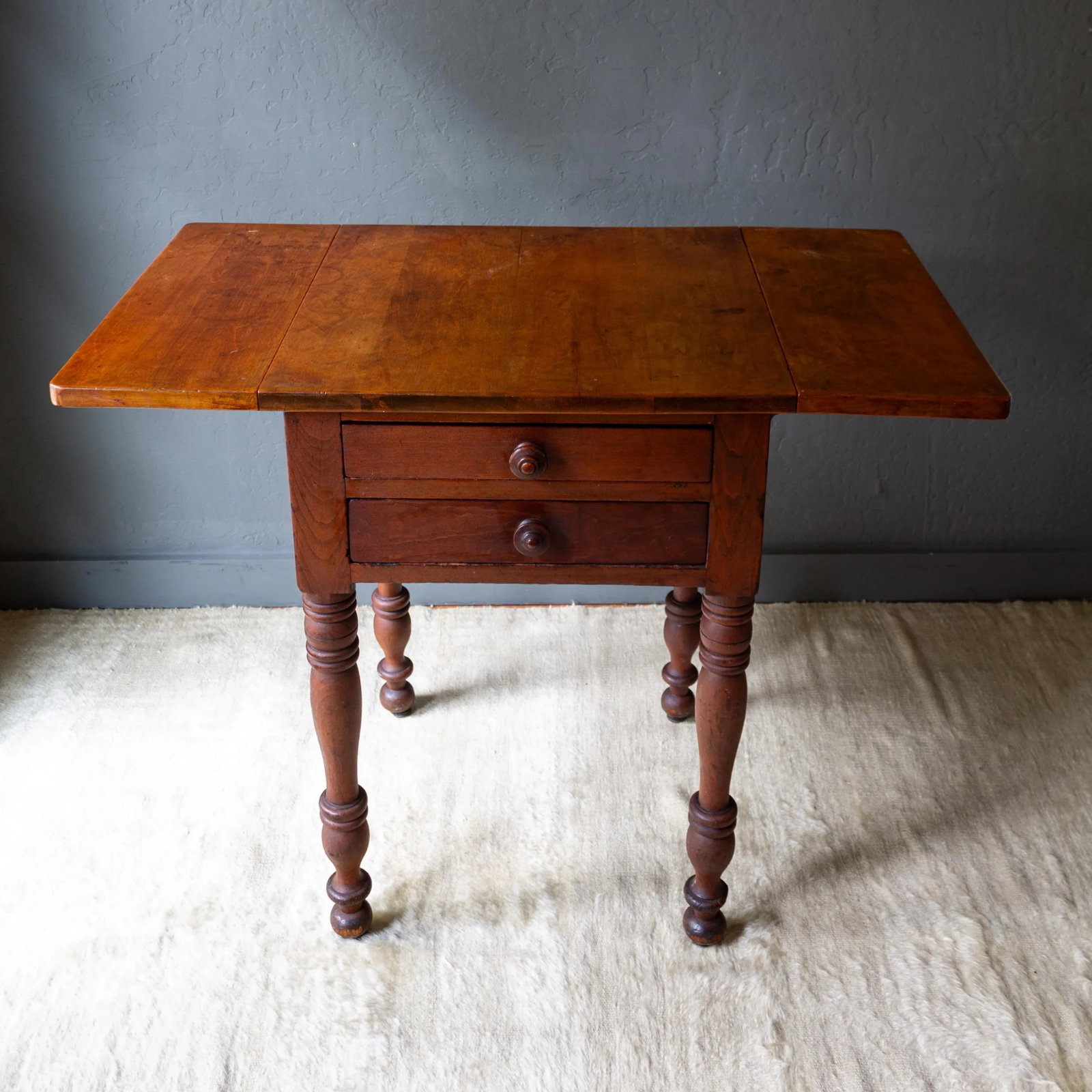 19th Century American Pembroke Table | Drop Leaf Two Drawer - 7