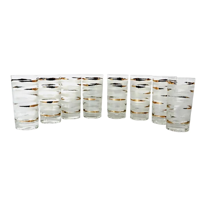 Gilded Elegance: A Set of Vintage Fred Press Highball Glasses (1 of 8)