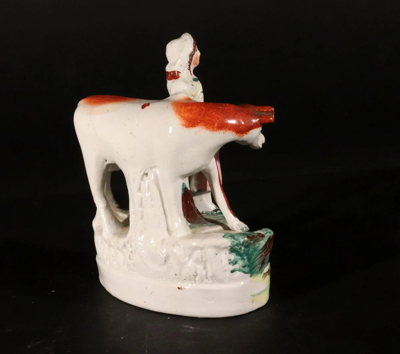 Staffordshire Pottery Cow Figure With Milkmaid - 3