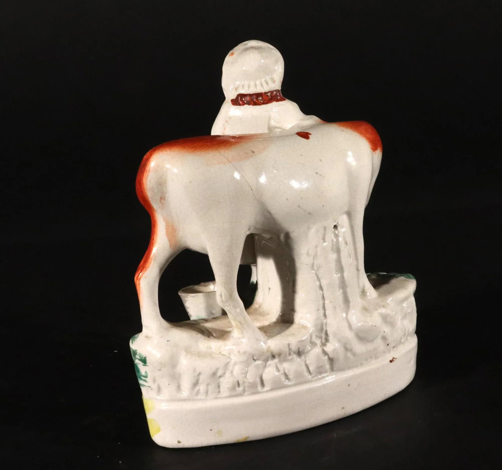Staffordshire Pottery Cow Figure With Milkmaid - 4