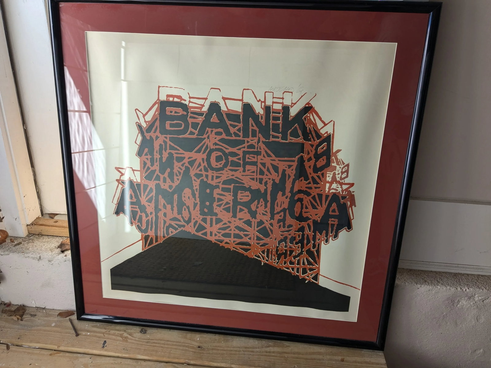 Framed and Signed 1969 Bank of America Color Tinted Lithograph - 2