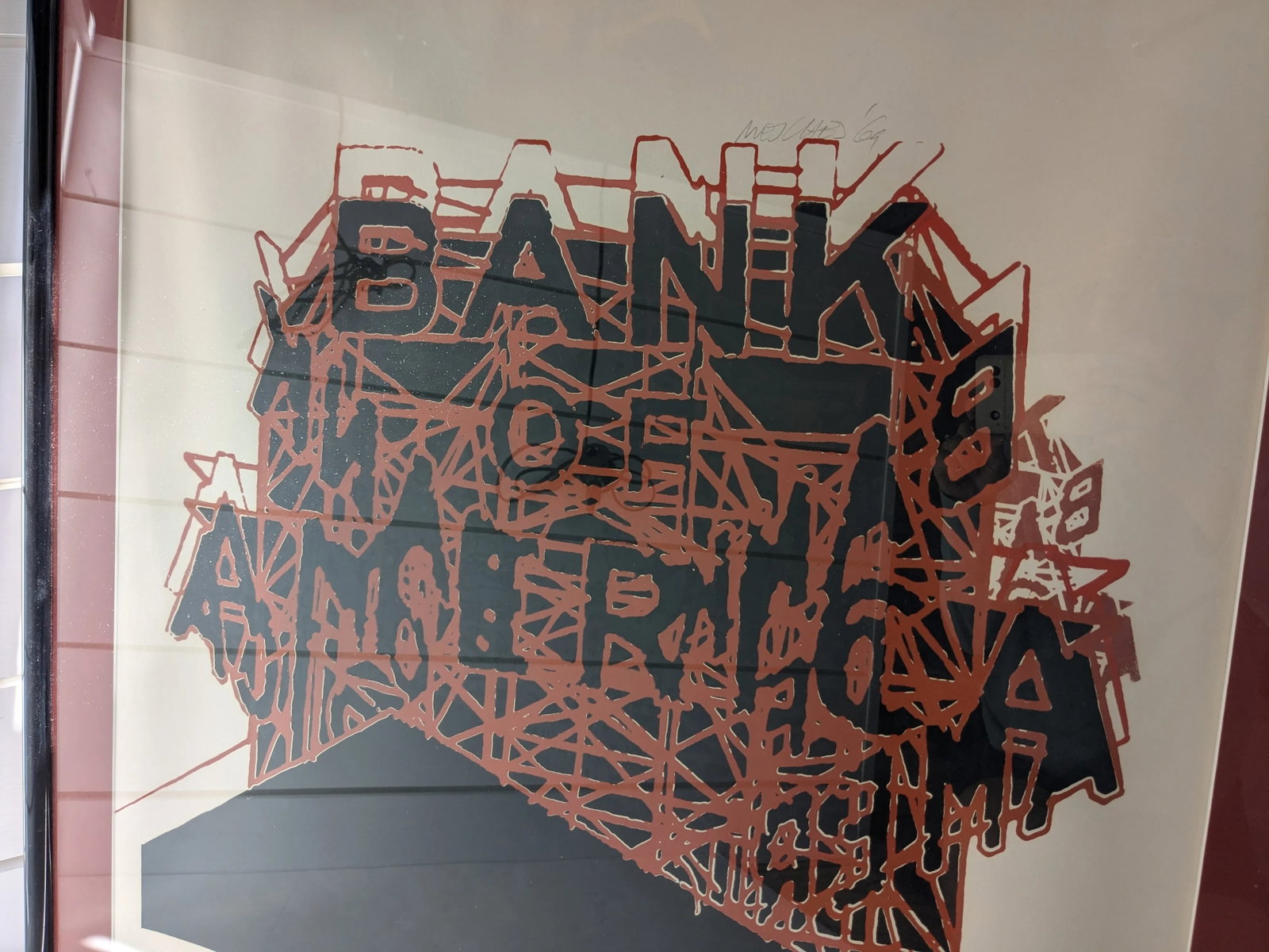 Framed and Signed 1969 Bank of America Color Tinted Lithograph - 6