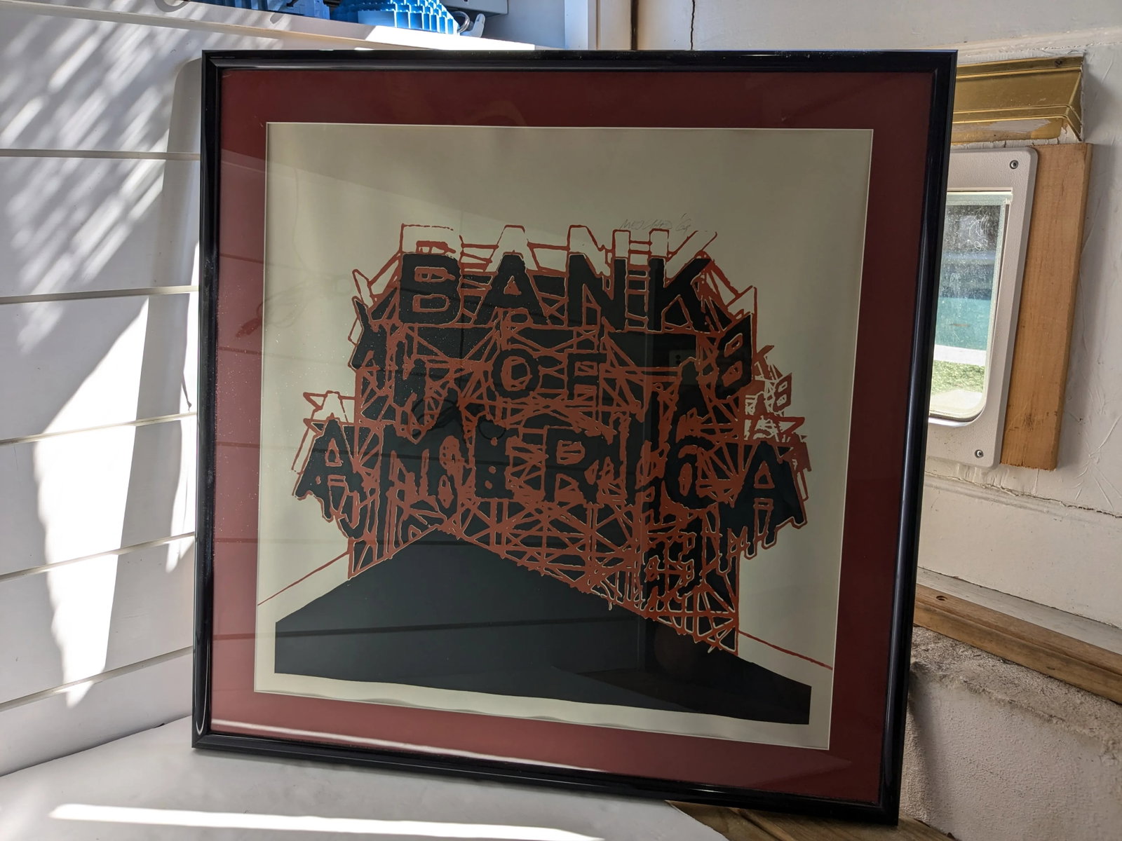 Framed and Signed 1969 Bank of America Color Tinted Lithograph - 7
