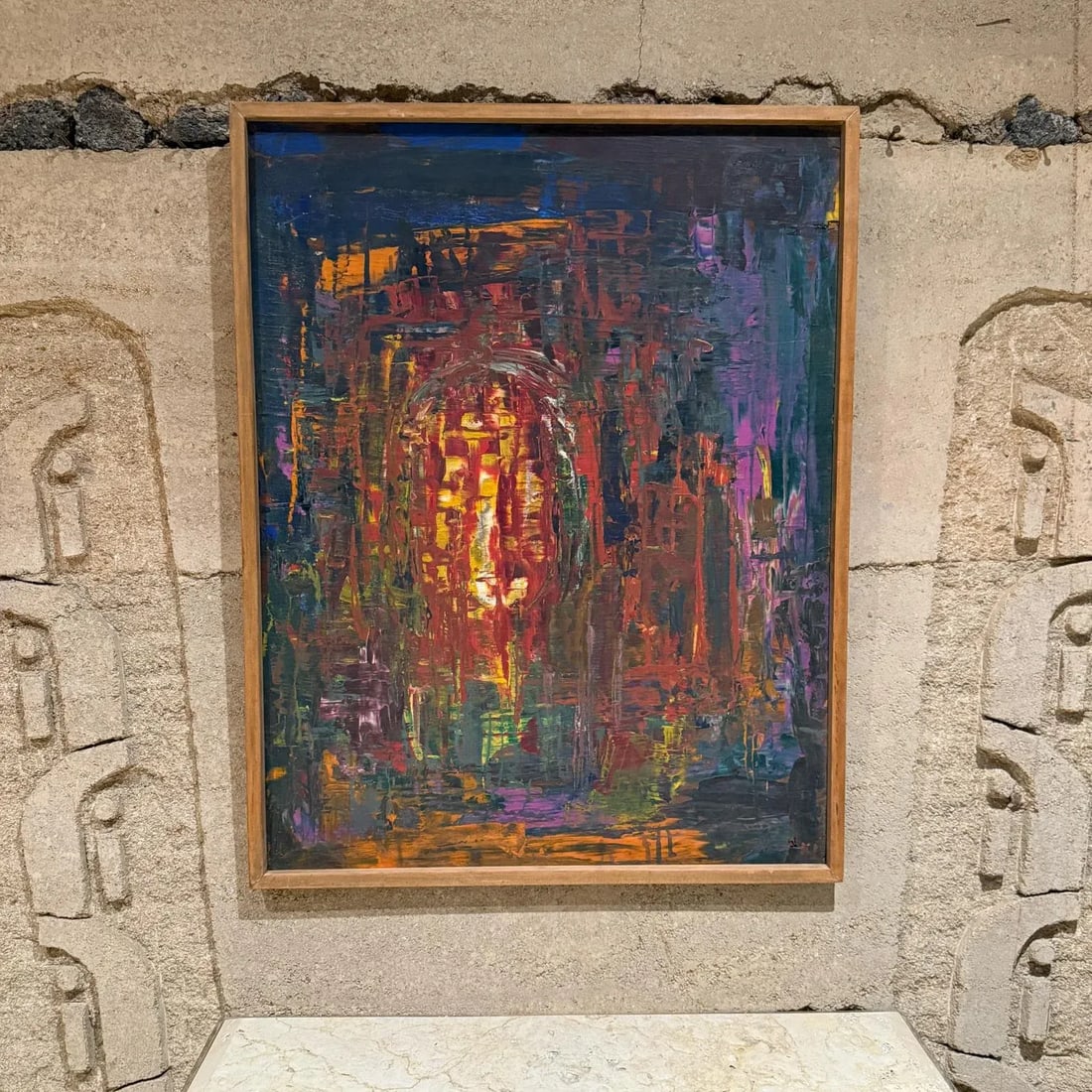 1960s Mexican Modernism Vibrant Oil Painting Abstract Original Art - 2