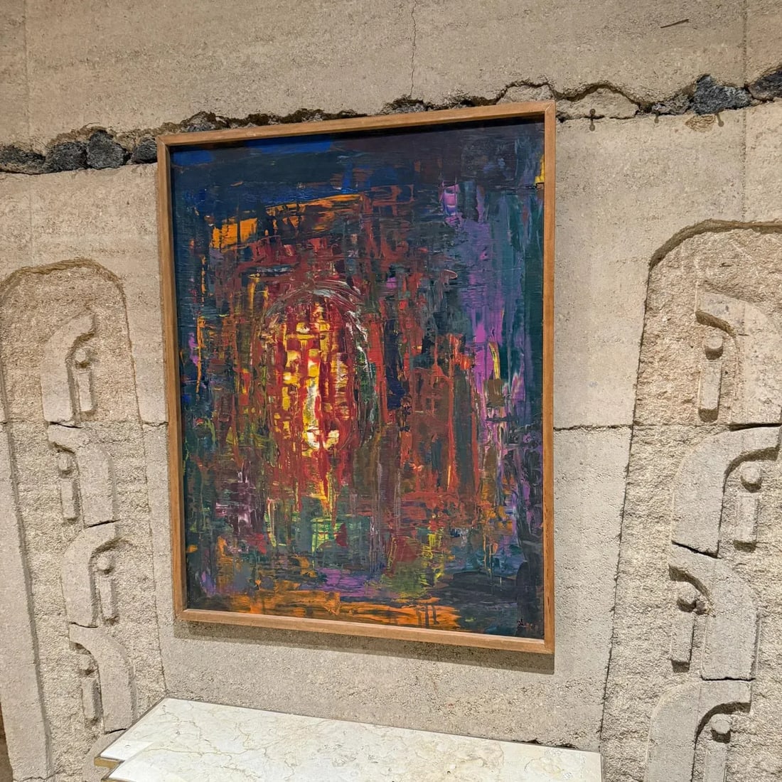 1960s Mexican Modernism Vibrant Oil Painting Abstract Original Art - 4