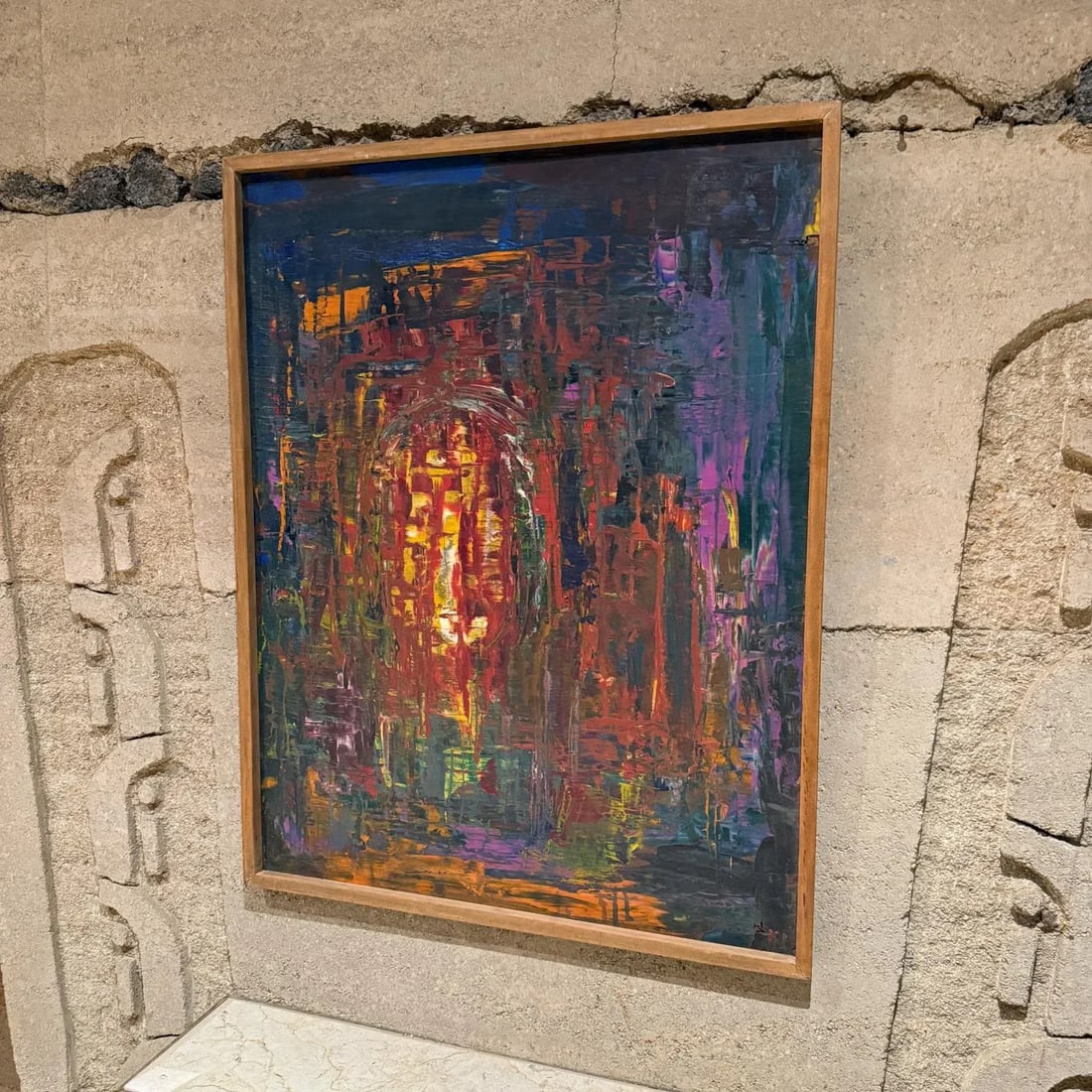 1960s Mexican Modernism Vibrant Oil Painting Abstract Original Art - 5