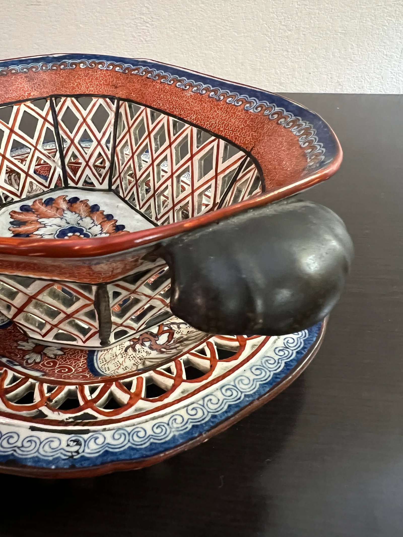 Spode "Dollar" Pattern Variant Pearlware Chestnut Basket and Tray, Circa 1815-1825 - 3