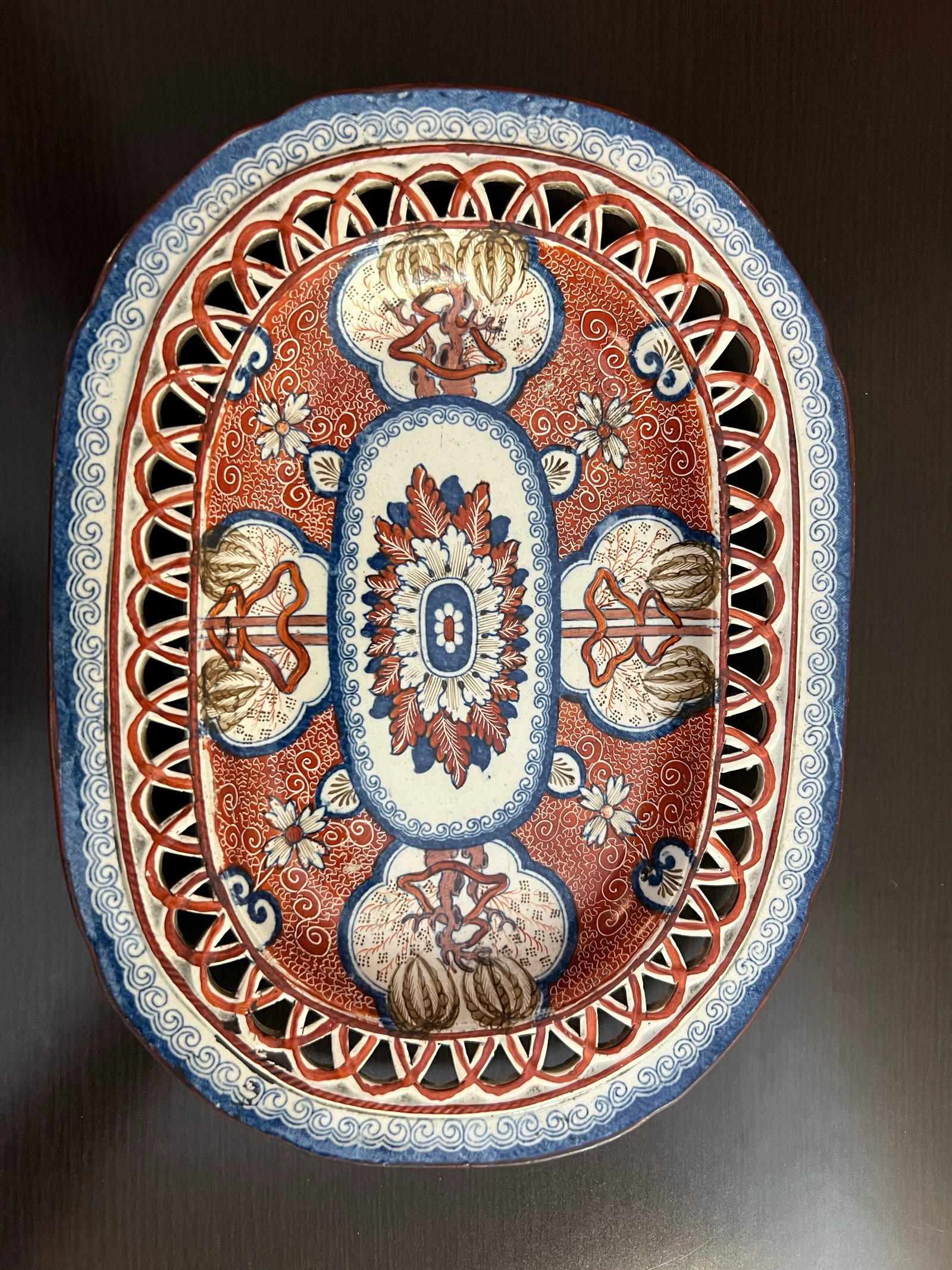 Spode "Dollar" Pattern Variant Pearlware Chestnut Basket and Tray, Circa 1815-1825 - 7