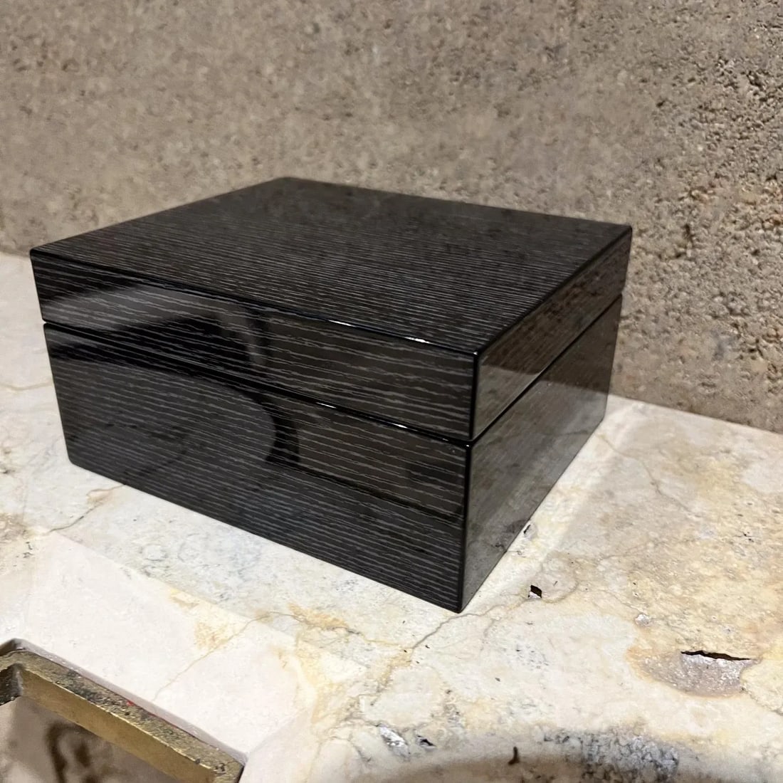 Modern Jewelry Music Box Gray Gloss Oak Wood - 2