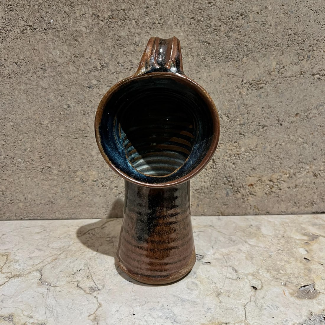 Modern Studio Art Pottery Angled Flower Vase - 2
