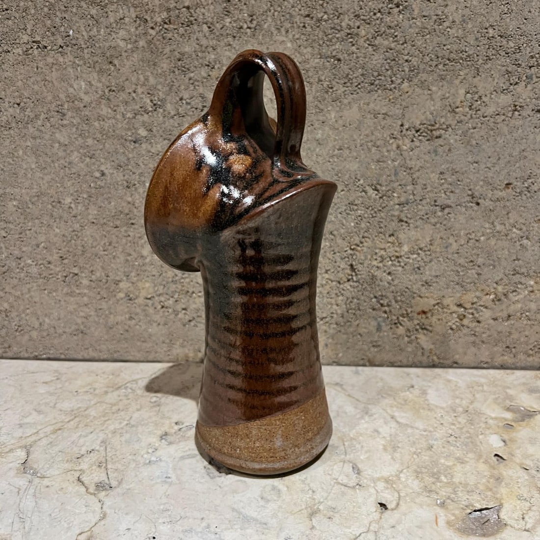 Modern Studio Art Pottery Angled Flower Vase - 3
