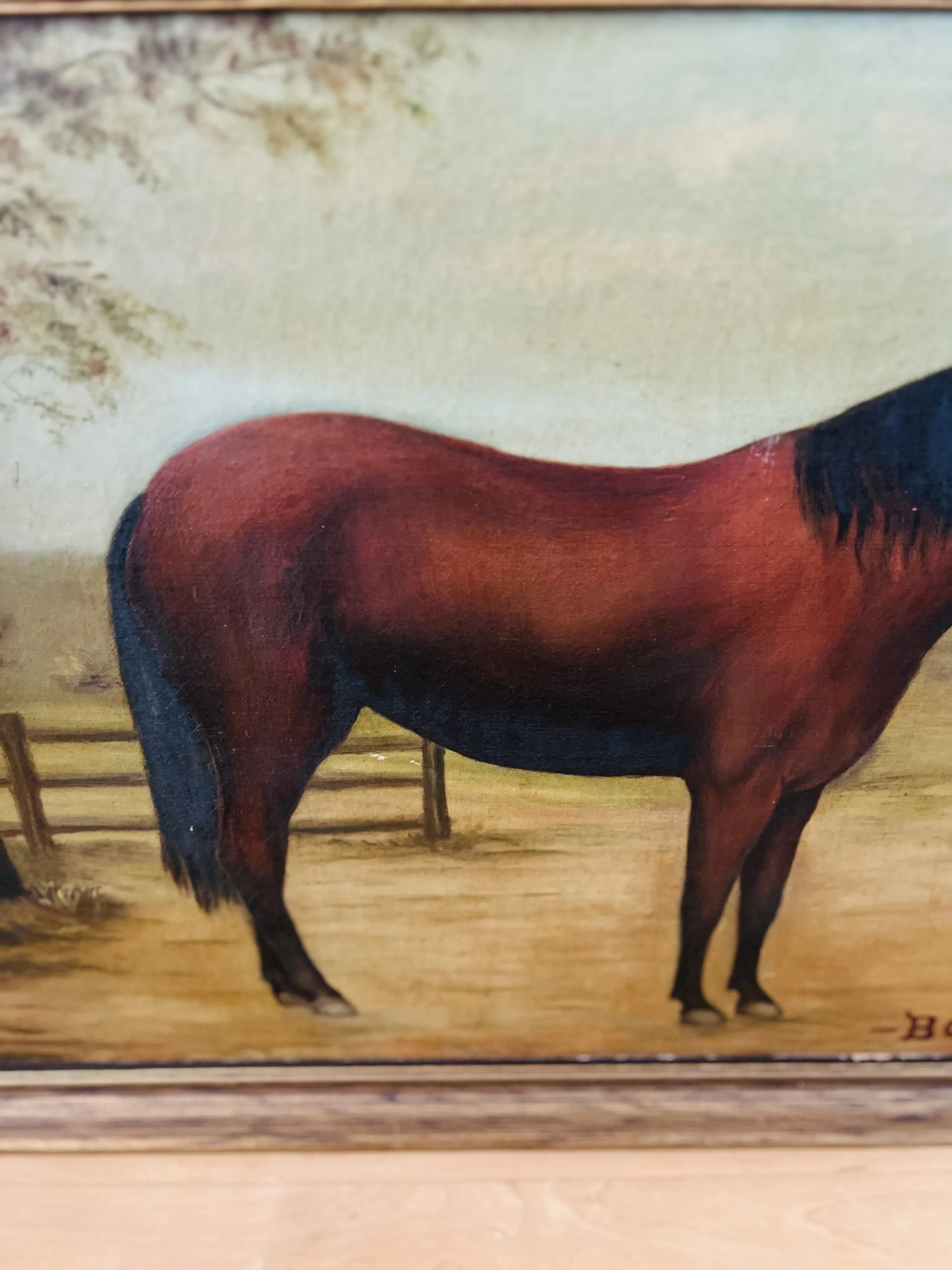 19th Century, American School Folk Art "Baby" Horse O/C - Signed - 4